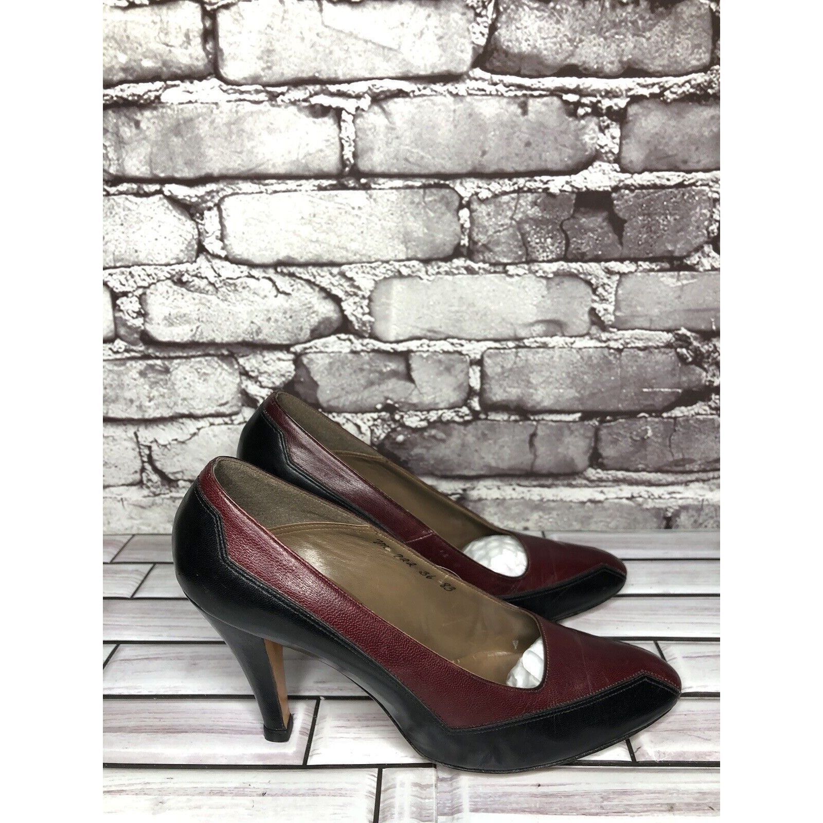Other Bill Valentine VTG Burgundy Leather Slip On Classic Heels Wo Size US 7 / IT 37 - 4 Thumbnail