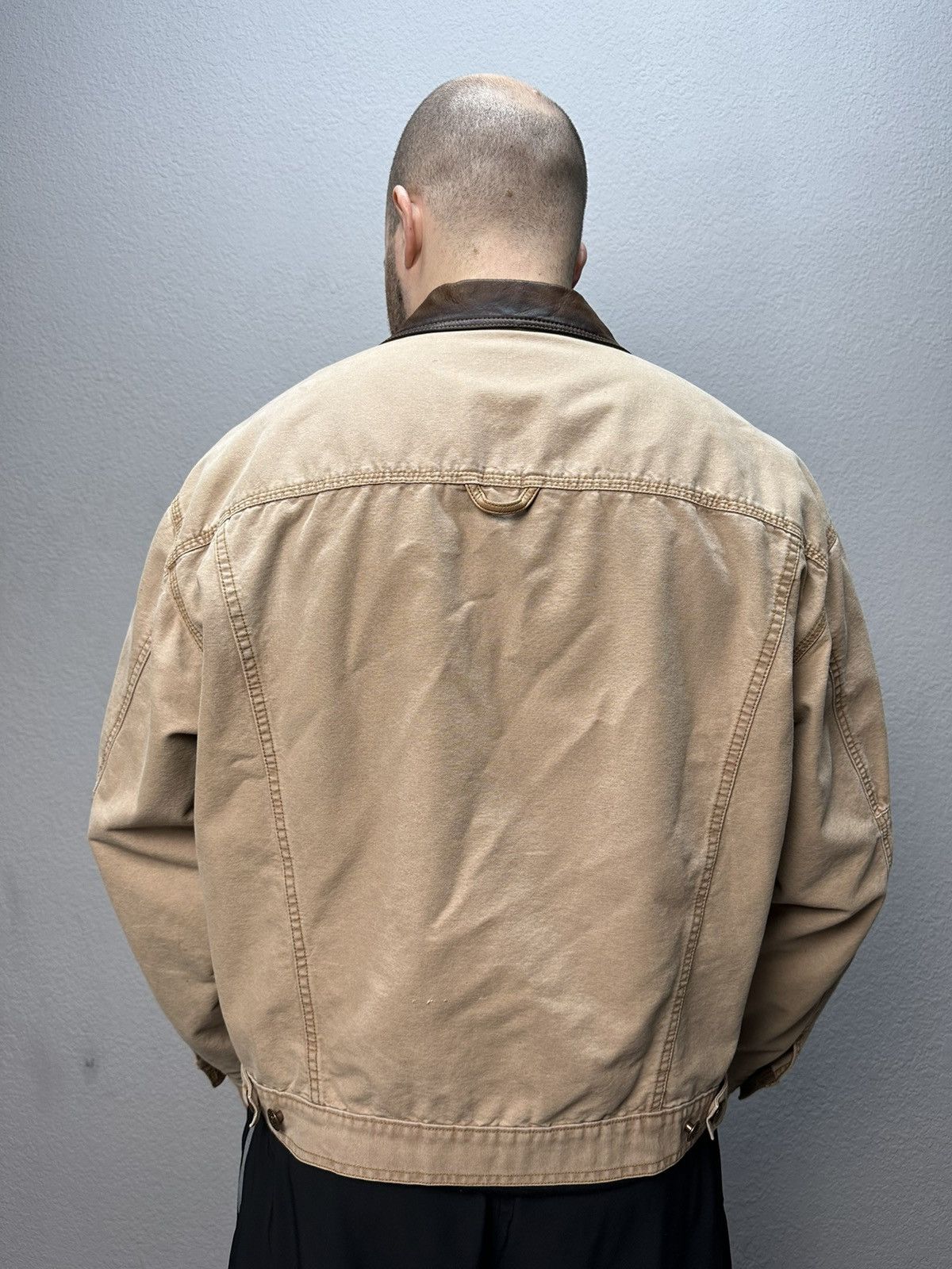 Vintage Vintage Marlboro Boxy Denim Jacket Beige Distressed Rare Size US XL / EU 56 / 4 - 10 Thumbnail