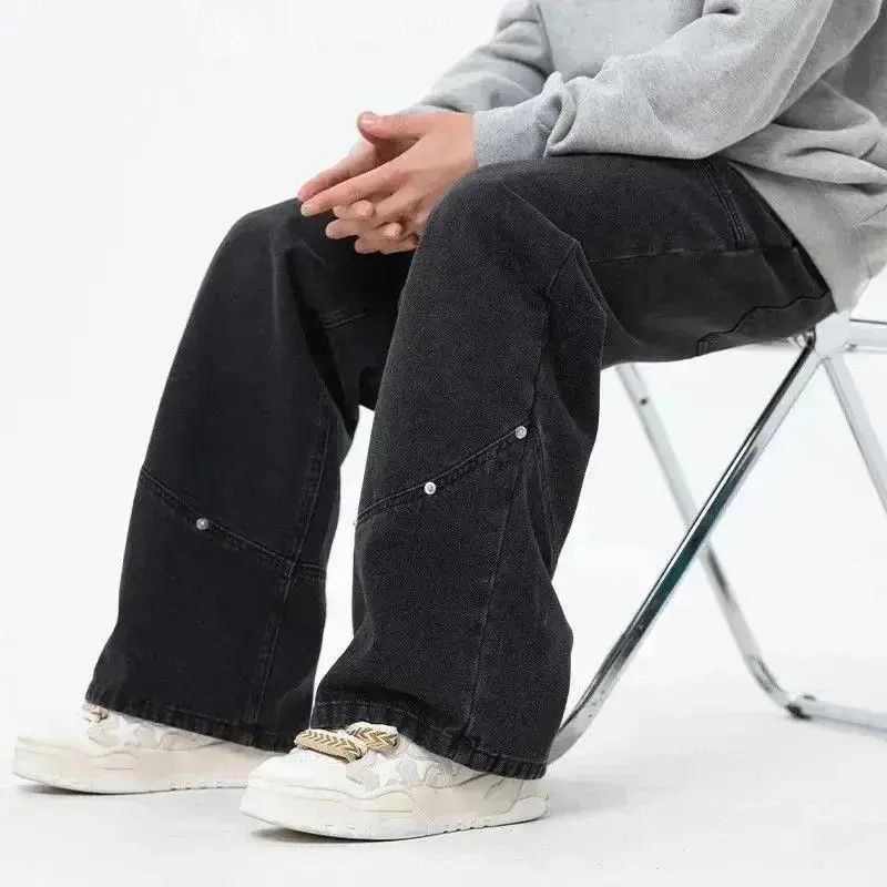 Japanese Brand Streetwear Casual Design Washed Black Loose Jeans Pants Size US 32 / EU 48 - 3 Thumbnail