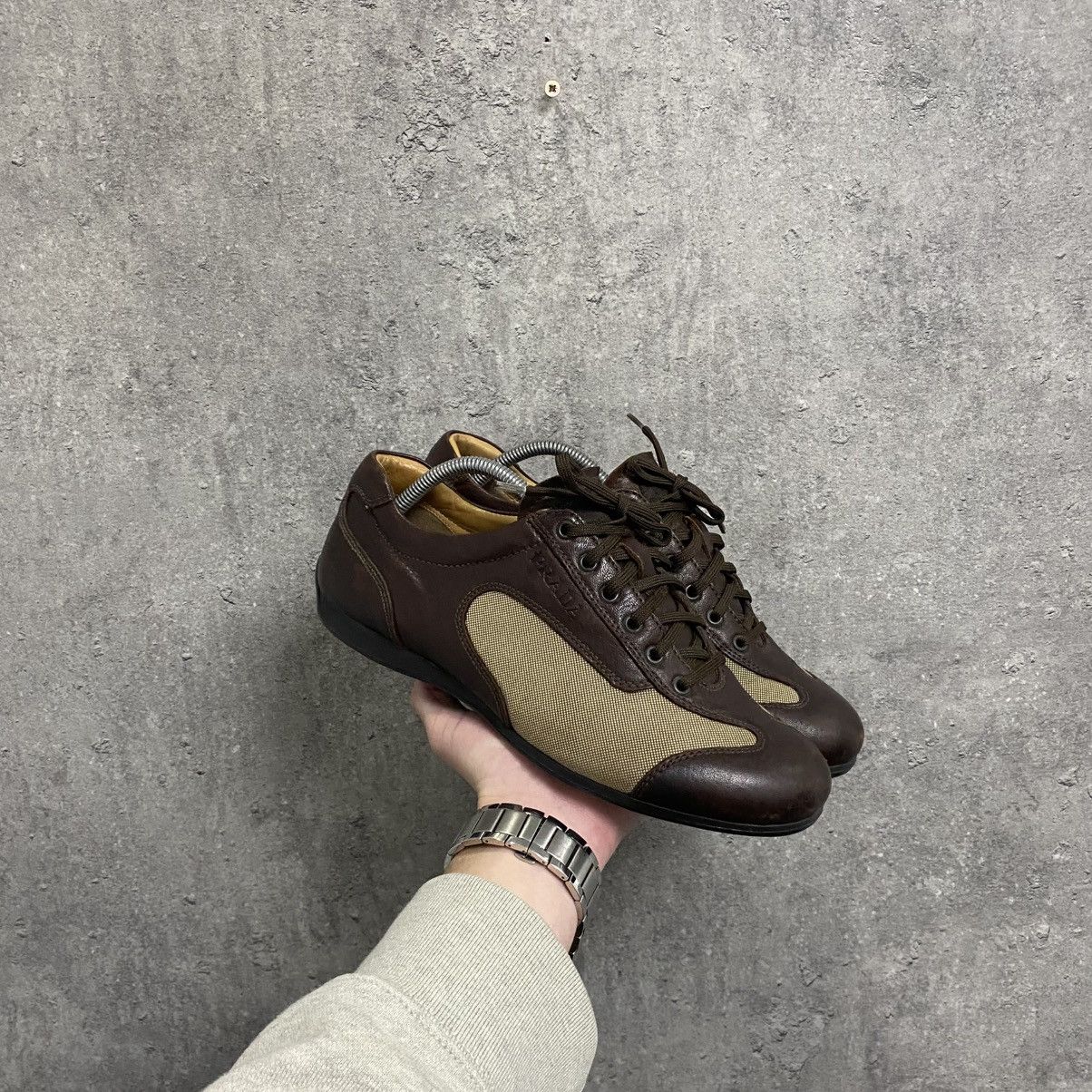 Prada Archive Y2K Vintage Prada Shoes Brown Leather Sneakers | Grailed
