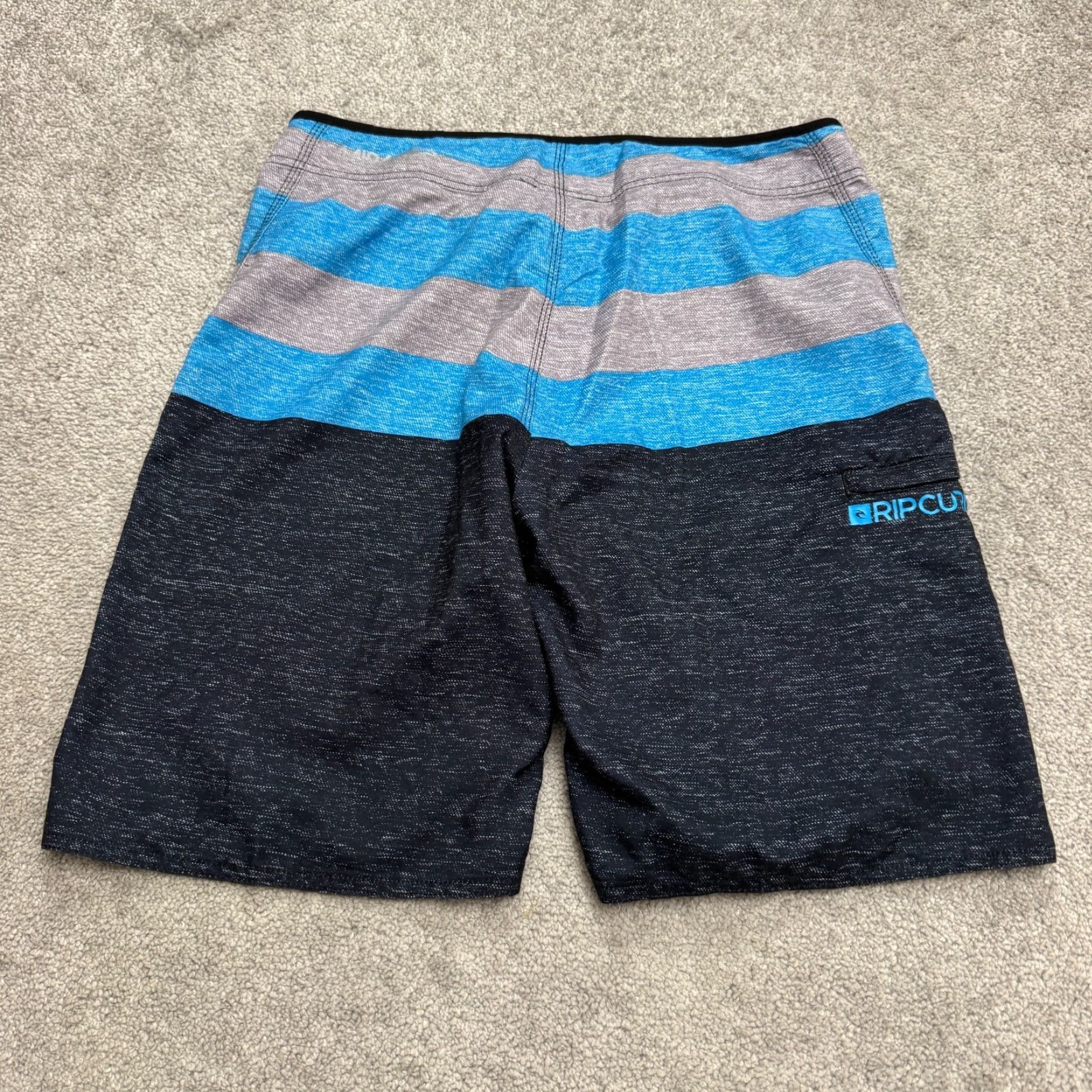 Rip Curl Rip Curl Mirage Swim Trunks Board Shorts Mens 32 Blue Gray Striped Beach Summer Size US 33 - 2 Thumbnail