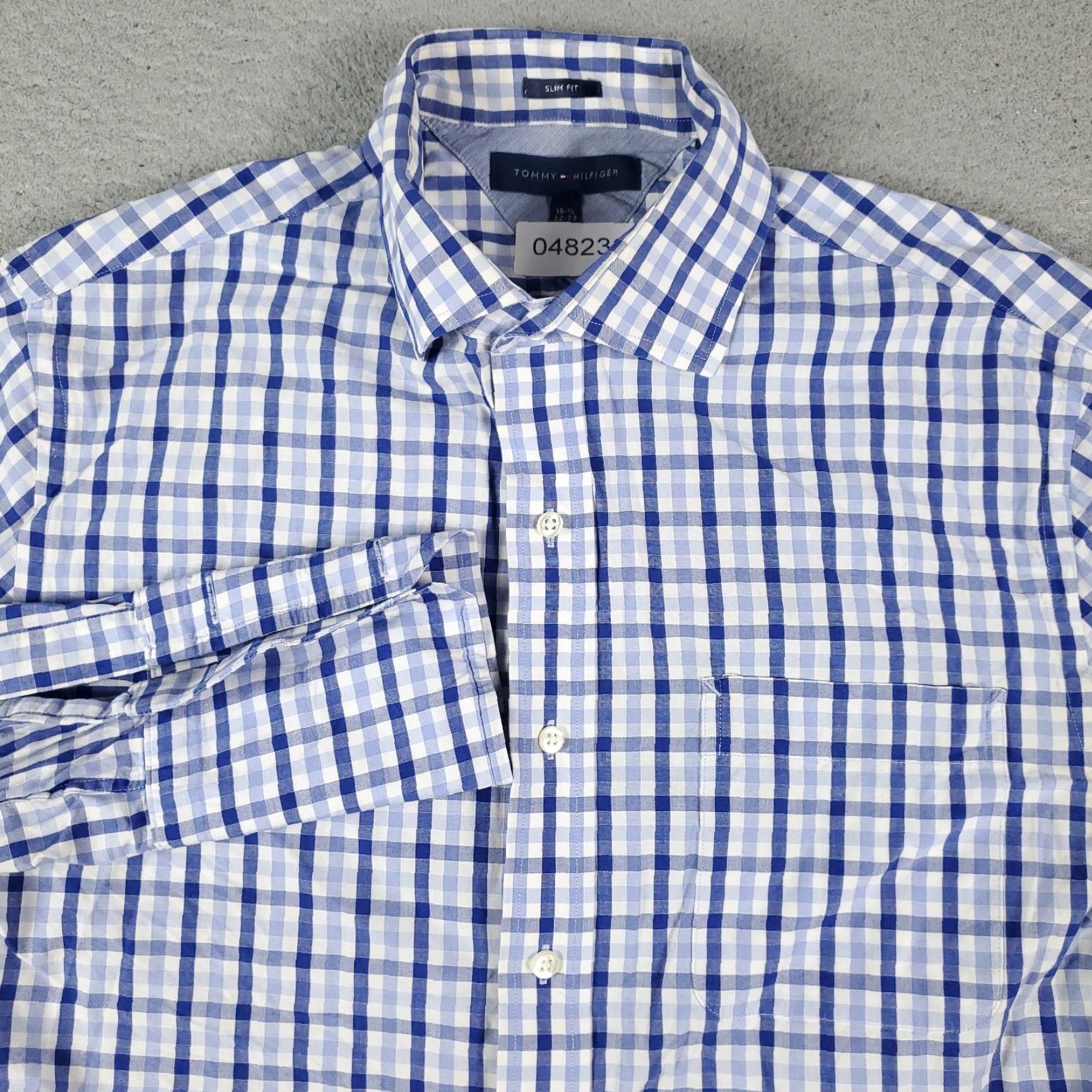 Tommy Hilfiger Tommy Hilfiger Blue Plaid Dress Shirt Men’s 15.5 Long Sleeve Button Up Size 40R - 2 Thumbnail