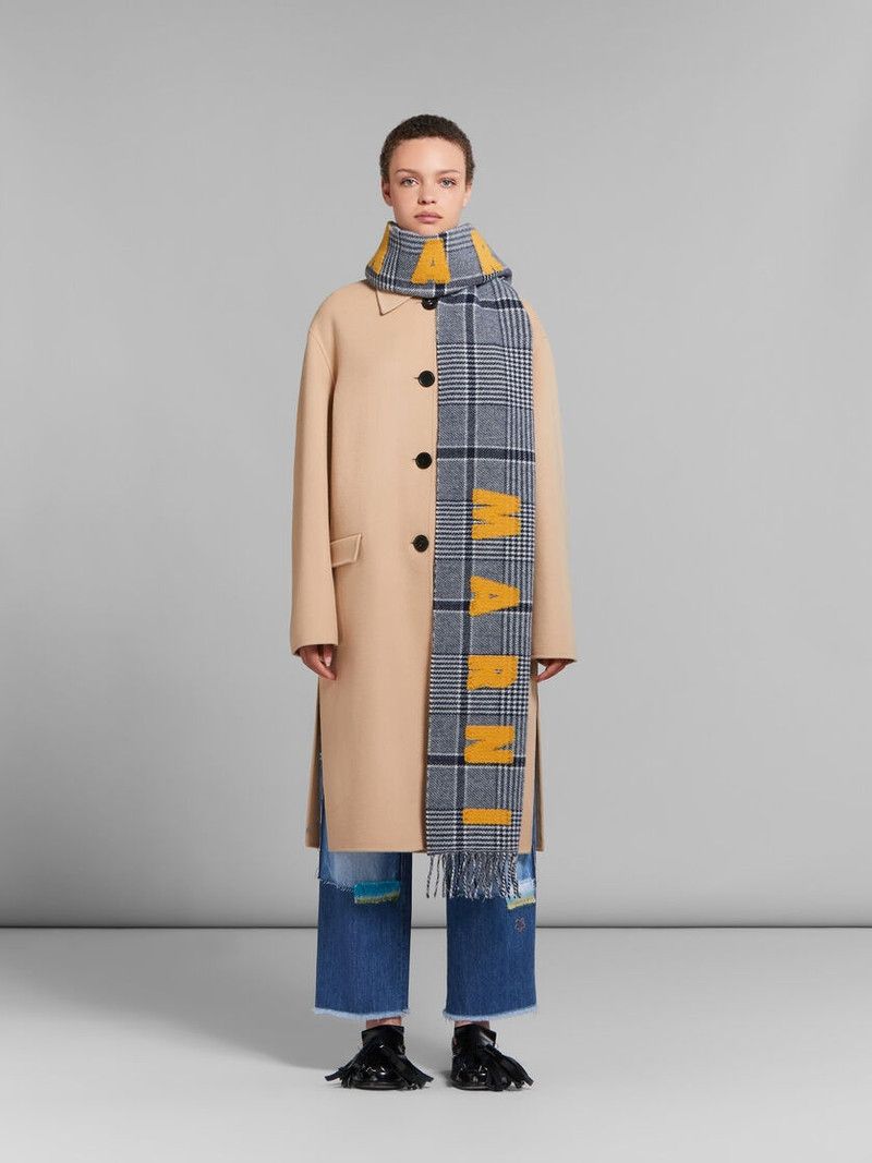 Marni o1f1d3z1125 Size: OS / Checked Wool Scarf With Logo Size ONE SIZE - 2 Thumbnail