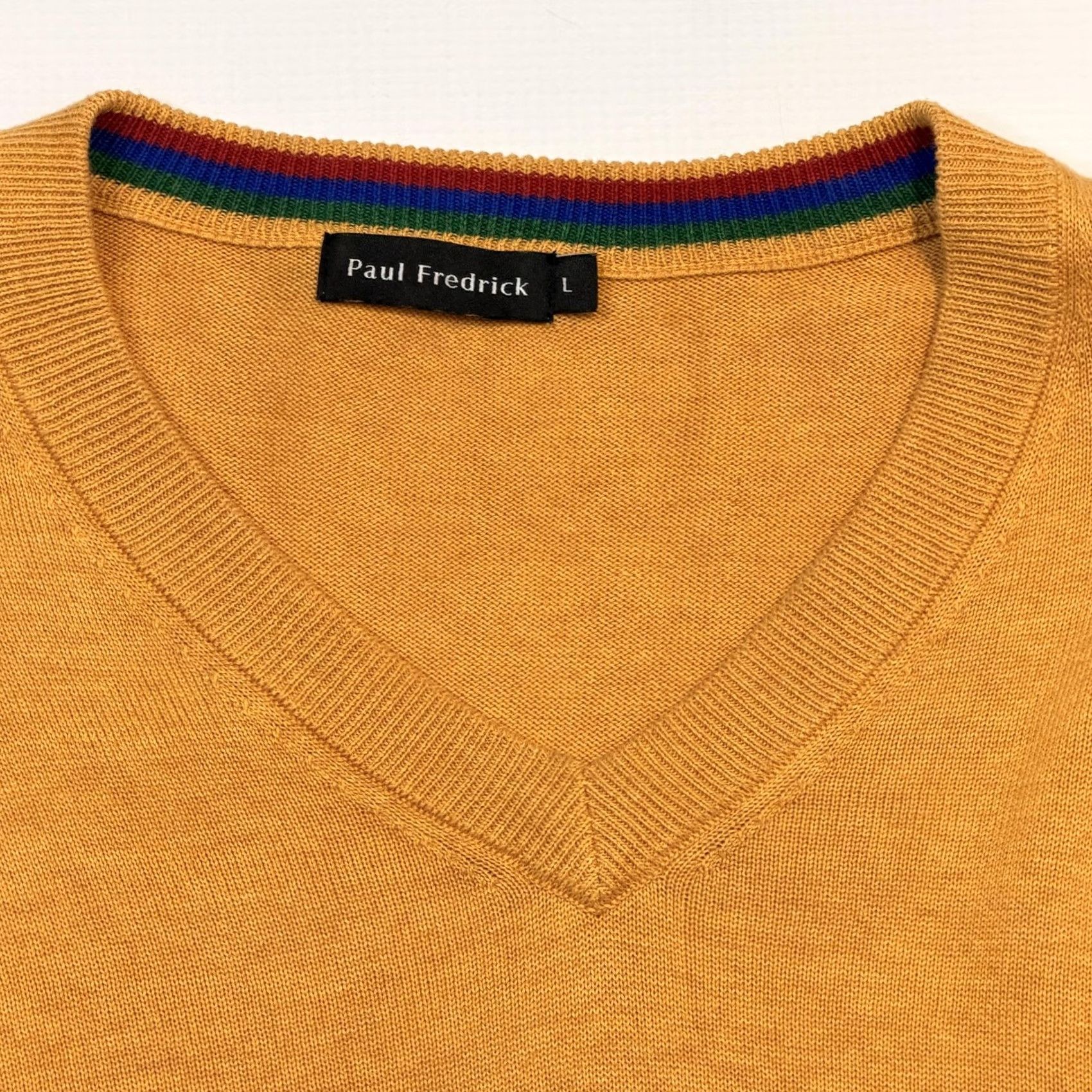 Vintage Paul Fredrick Sweater Mens Large Yellow V-Neck Supima Cotton Lightweight Knit Size US L / EU 52-54 / 3 - 2 Thumbnail