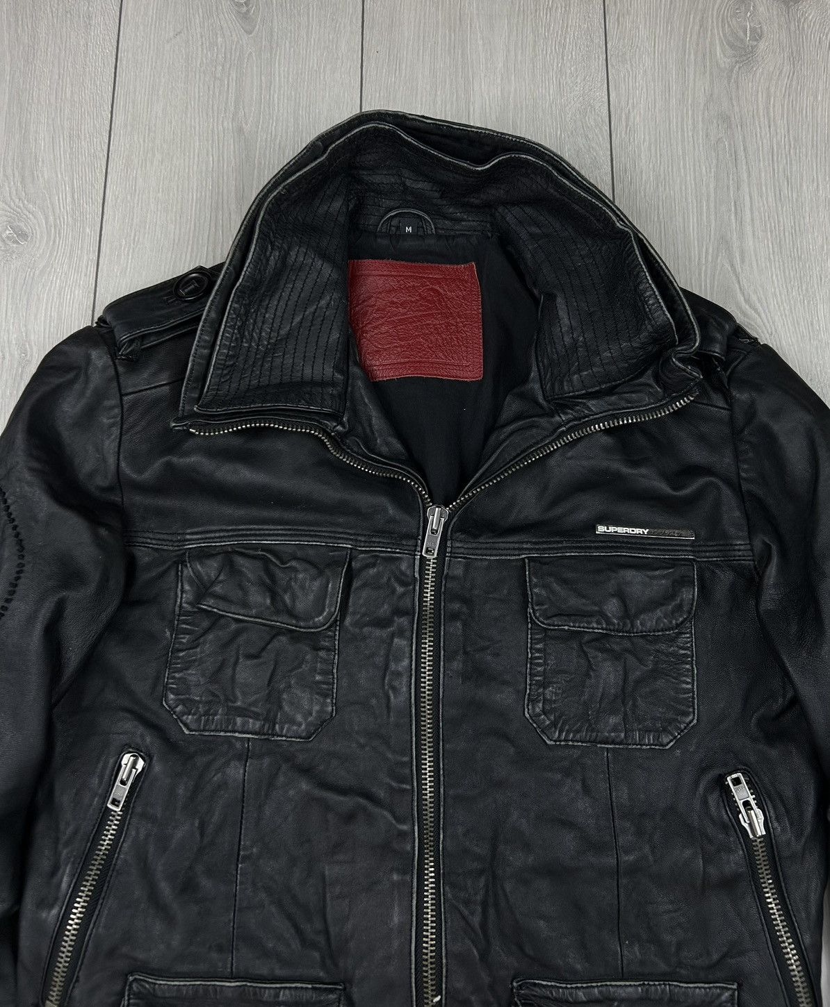 Superdry SuperDry Leather Jacket Black Size M Size US M / EU 48-50 / 2 - 4 Thumbnail