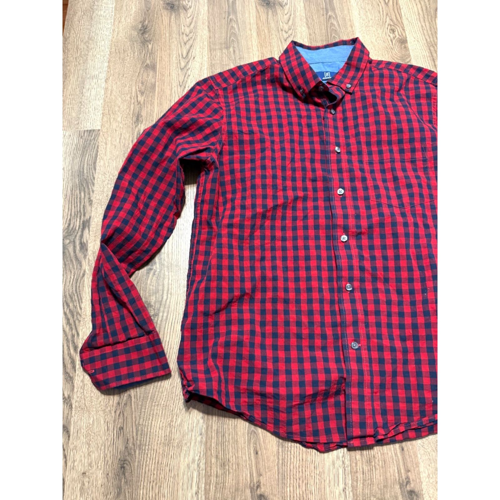 George George Shirt Men’s Medium Red Black Long Sleeve Button Up Shirt Classic Fit Size US M / EU 48-50 / 2 - 3 Thumbnail