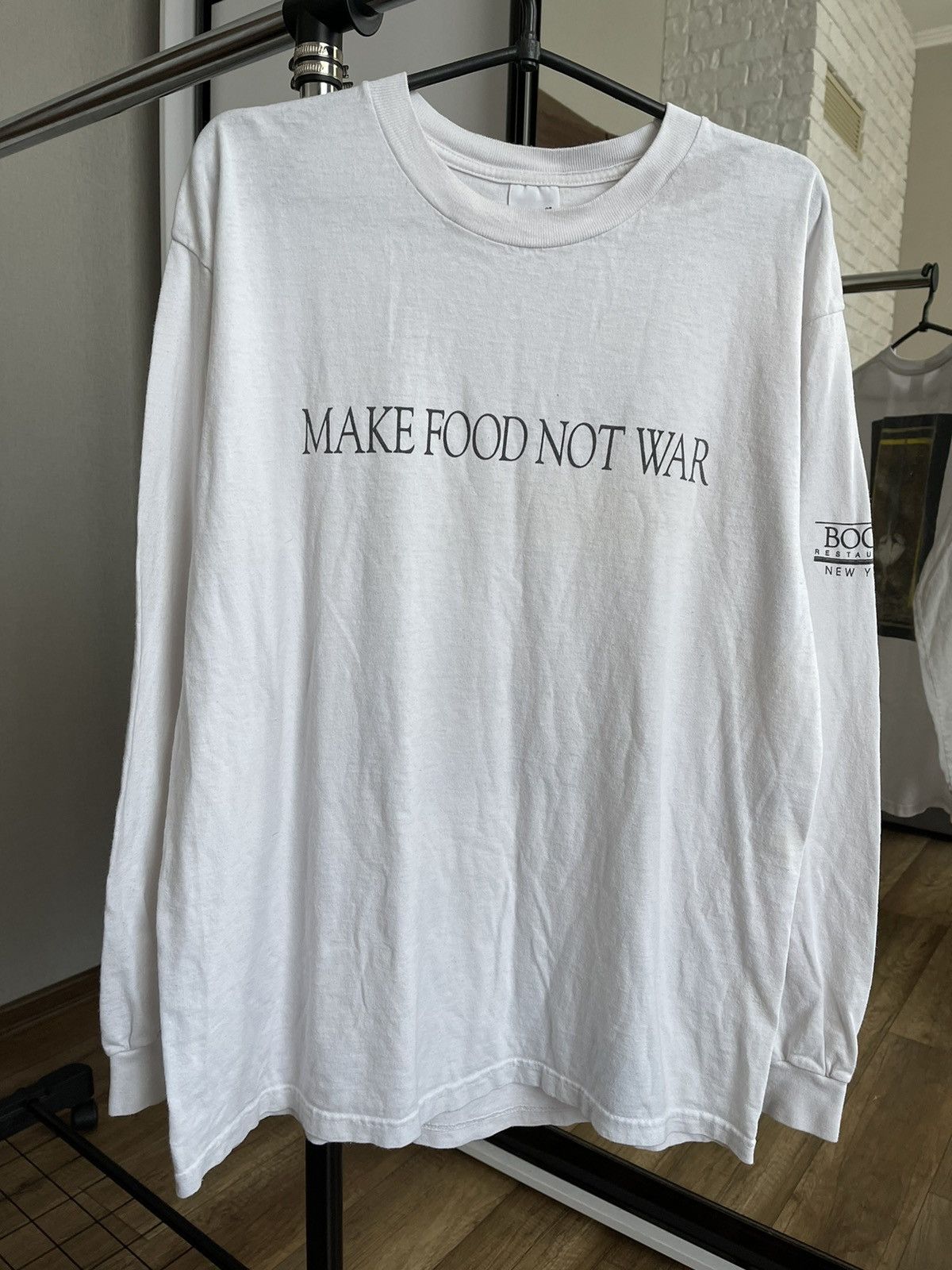 Other Make Food Not War Vintage USA Long Sleeve T-Shirt Tee 90s Size US L / EU 52-54 / 3 - 8 Thumbnail