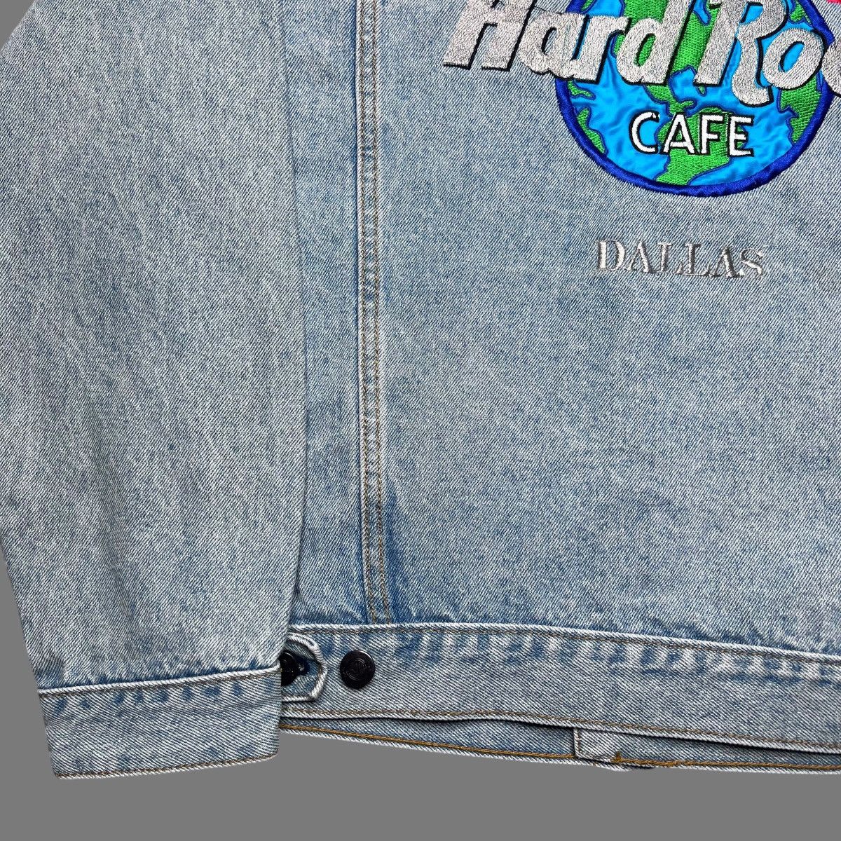 Hard Rock Cafe × Vintage Vtg 1990s Hard Rock Cafe Save The Planet Dallas Denim Jacket Size US S / EU 44-46 / 1 - 19 Thumbnail