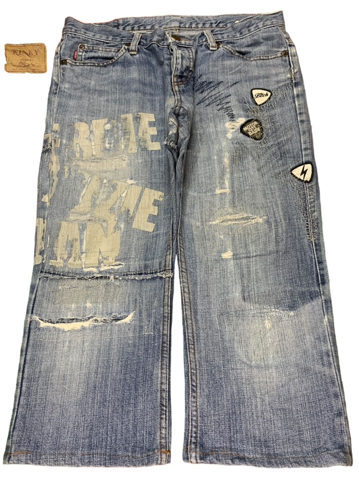 Hysteric Glamour × Japanese Brand Vintage Hysteric Kinky Blue Wash Distressed Jeans Shorts Size 31" - 1 Thumbnail