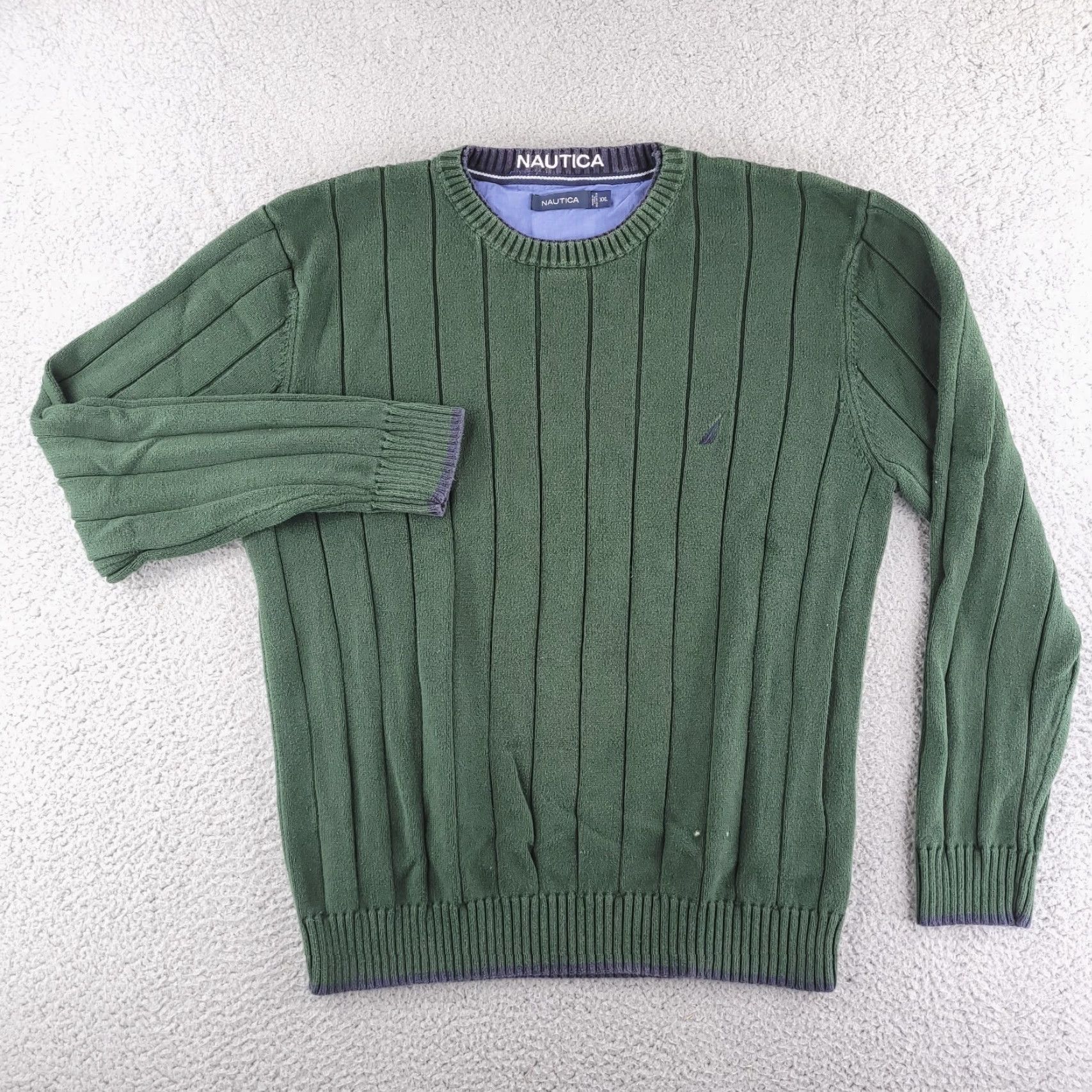 Nautica VINTAGE Nautica Sweater Mens Large Green Cable-Knit Thick Crew Neck Knit Cotton Pullover Mens Size US L / EU 52-54 / 3 - 2 Thumbnail