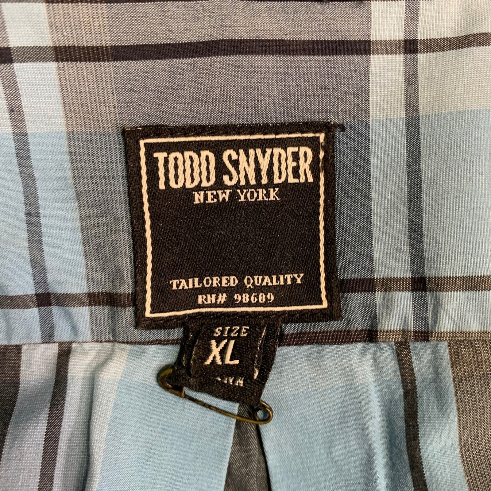 Todd Snyder Blue Navy Checkered Cotton One Pocket Short Sleeve Shirt Size US XL / EU 56 / 4 - 6 Thumbnail