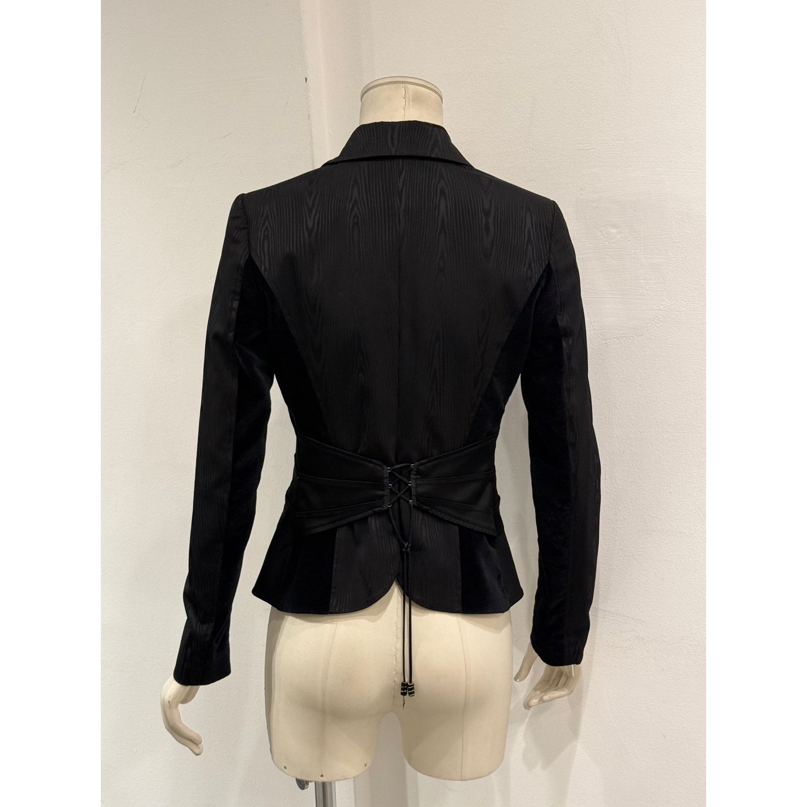 Roberto Cavalli 2000 Roberto Cavalli wood print blazer with corset detailing Size S / US 4 / IT 40 - 5 Thumbnail