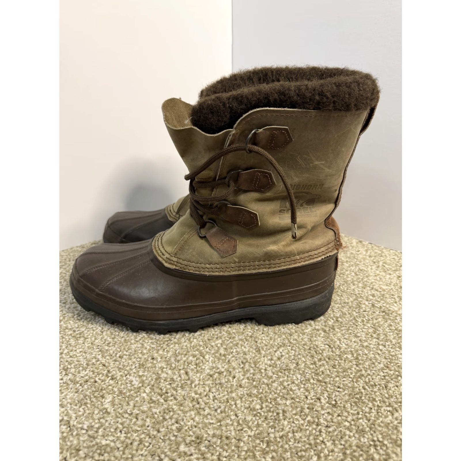 SOREL VINTAGE Sorel Bighorn Snow Boots Mens 10 Brown Leather Waterproof Insulated Made In Canada Shoes Boot Winter Mens Size US 10 / EU 43 - 4 Thumbnail