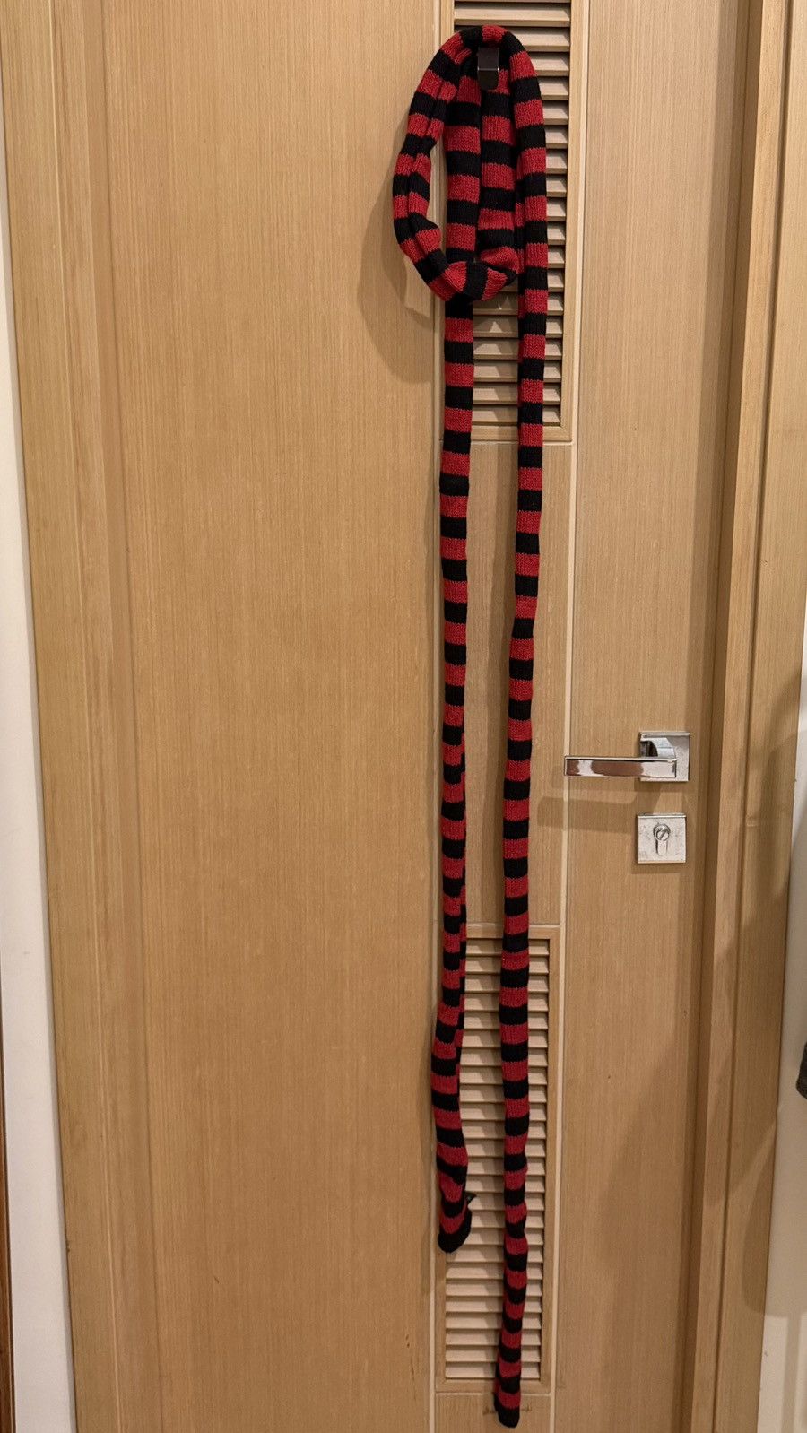 Saint Laurent Paris Saint Laurent FW15 Distressed Red Striped Wool Long Scarf Size ONE SIZE - 2 Thumbnail