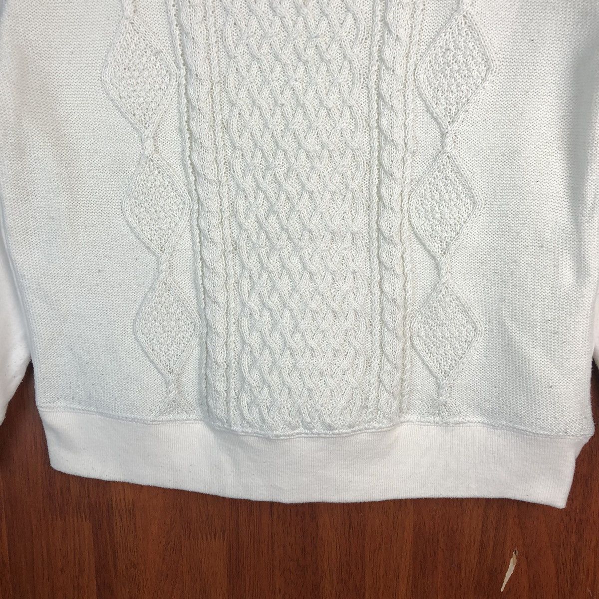 Homespun Knitwear × Japanese Brand Back Number White cable Knitwear sweatshirt #7521 Size S / US 4 / IT 40 - 6 Thumbnail