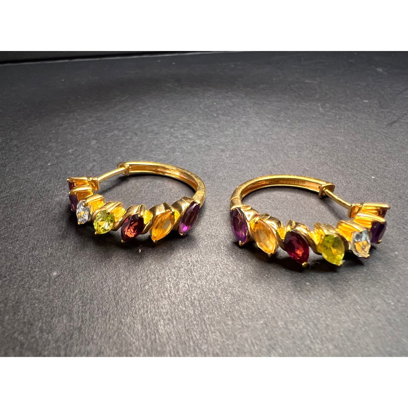 Other NEW multi gemstone hoop earrings in vermeil over 925 silver Size ONE SIZE - 3 Thumbnail