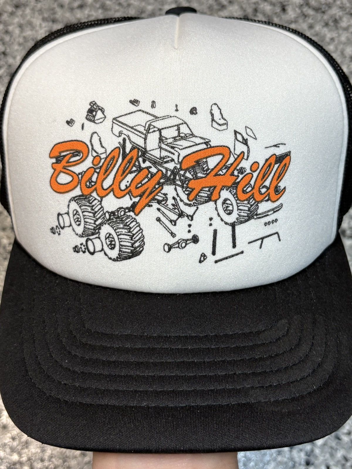 Billy Hill 2021 Billy Hill White/Orange Logo Trucker Mesh Hat OSFM Size ONE SIZE - 5 Thumbnail