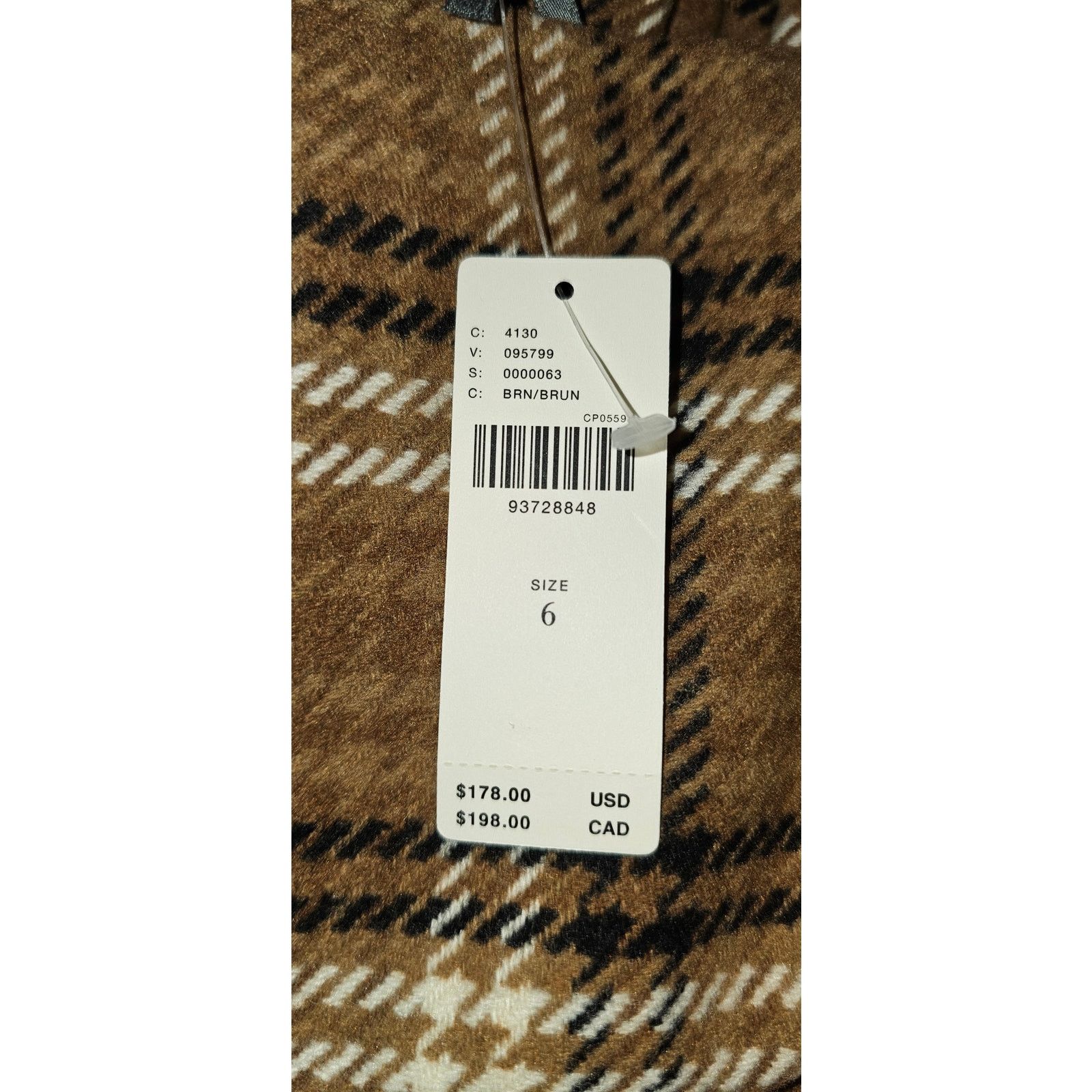 Anthropologie NWT Strapless Belted Midi Dress $178 SIZE 6 Brown PLAID Wool Size M / US 6-8 / IT 42-44 - 5 Thumbnail