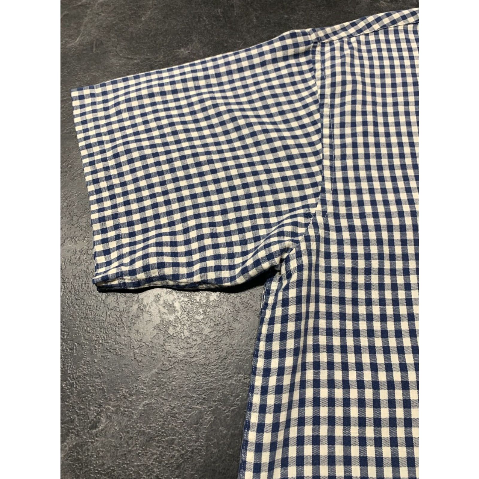 Gant GANT Mens Large Linen Blend Button Down Short Sleeve Blue Plaid Shirt Size US L / EU 52-54 / 3 - 4 Thumbnail
