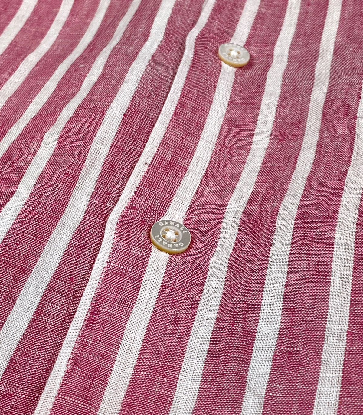 Canali Men's CANALI Linen Pink Striped Short Sleve Shirt Size 2XL Size US XXL / EU 58 / 5 - 11 Thumbnail