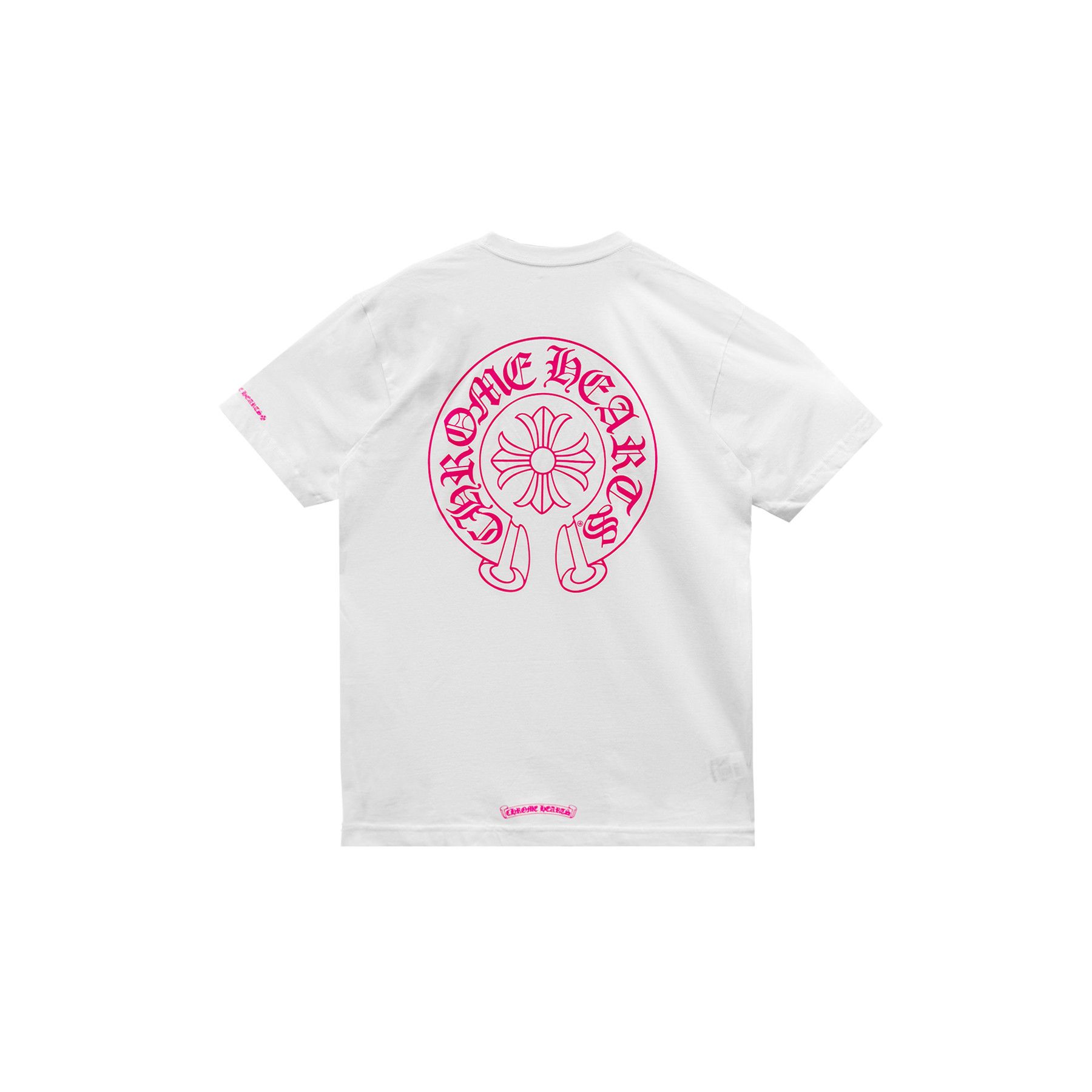 Chrome Hearts Chrome Hearts Neon Pink Stripe Logo Tee | Grailed