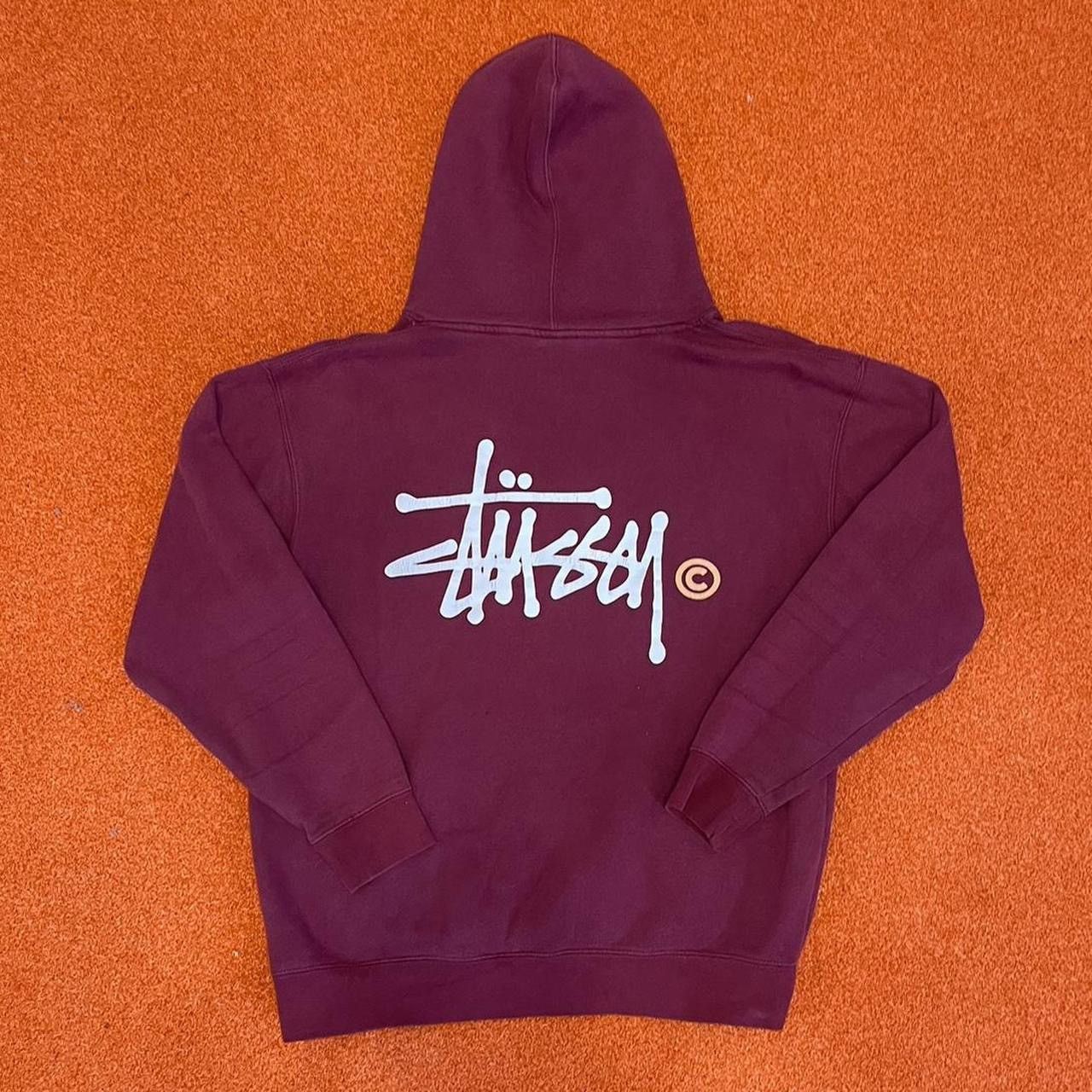 image of Stussy Hoodie Pullover Sweatshirt Maroon Made In Usa in Red, Men's (Size XL)