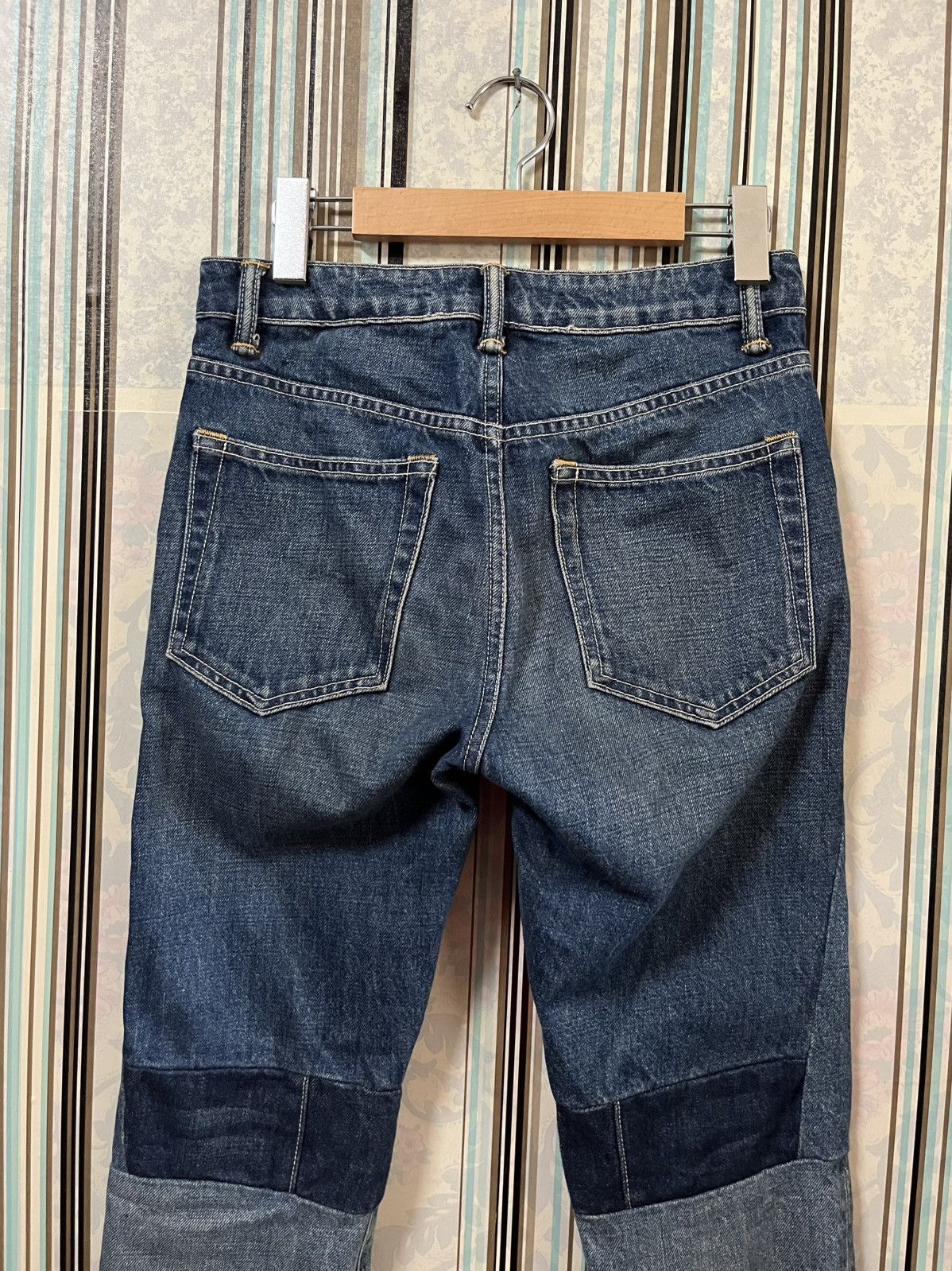 Helmut Lang 2000s high rise crop slim vintage blue patchwork #I3 Size US 26 / EU 42 - 5 Thumbnail