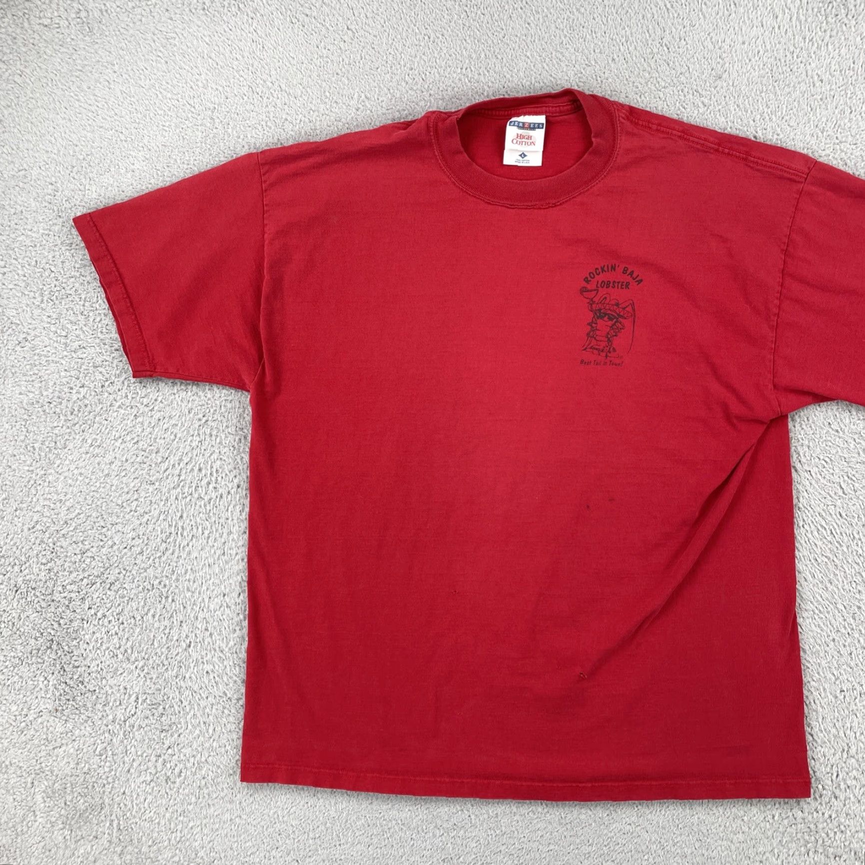 Jerzees VINTAGE Jerzees T-Shirt Red Large Distressed 90s California Rockin Baja Lobster Men’s Short Sleeve Crew Neck Shirt Size US L / EU 52-54 / 3 - 4 Thumbnail