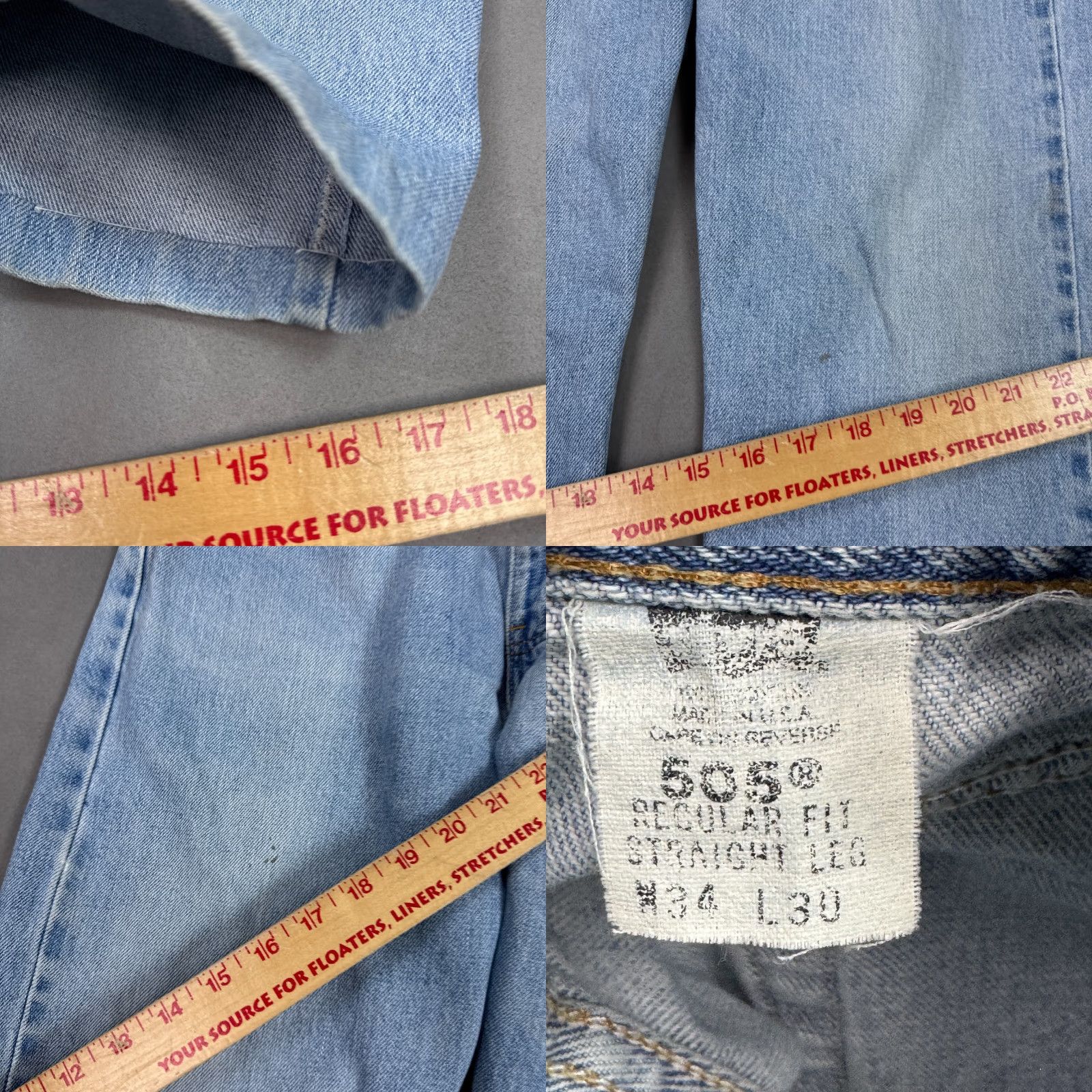 Levi's VINTAGE Levi's 505 Jeans Men 34x27 Blue 90s Made USA Faded Ins Altered Tag34x30 Jeans Mens Distressed 90s Theme Size US 34 / EU 50 - 8 Thumbnail