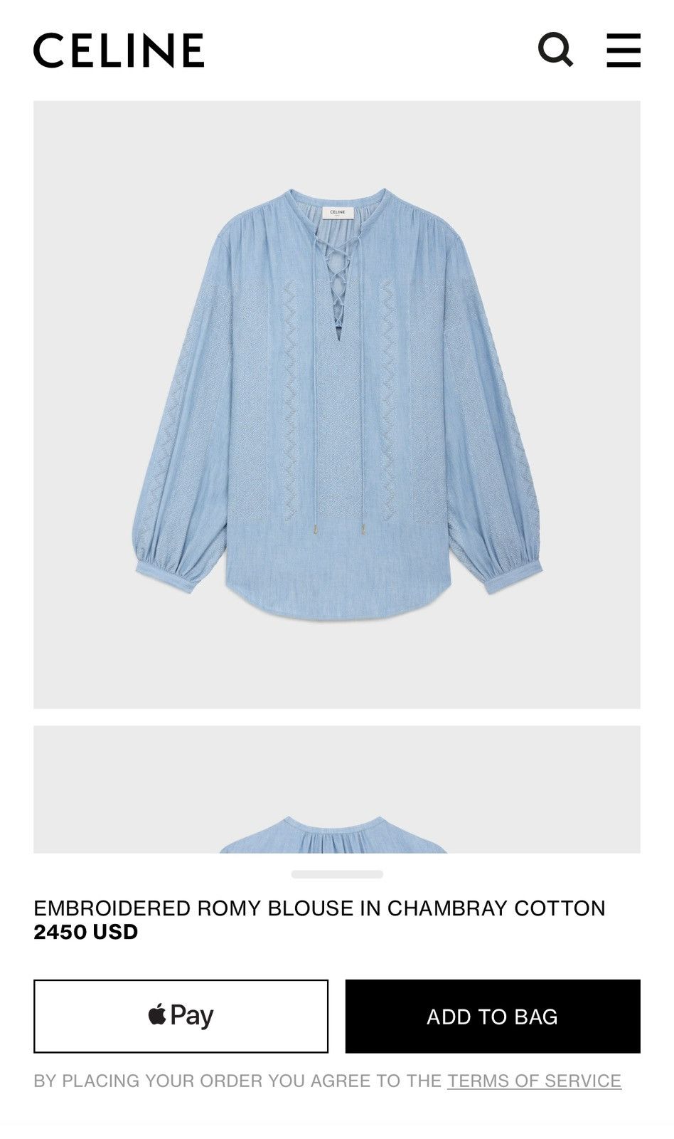 Celine $2450 SS24 Celine embroidered blouse shirt Hedi sample Size M / US 6-8 / IT 42-44 - 4 Thumbnail