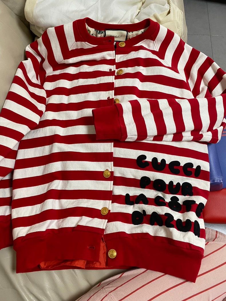 Gucci Gucci Red Striped Jacket with Silk Lining- DMC Size US L / EU 52-54 / 3 - 1 Thumbnail