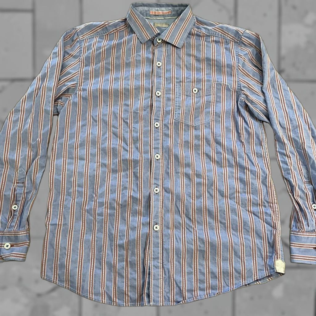 Tommy Bahama TOMMY BAHAMA Striped Button-Up Shirt Mens M Long Sleeve 100% Cotton Multicolor Size US M / EU 48-50 / 2 - 1 Thumbnail