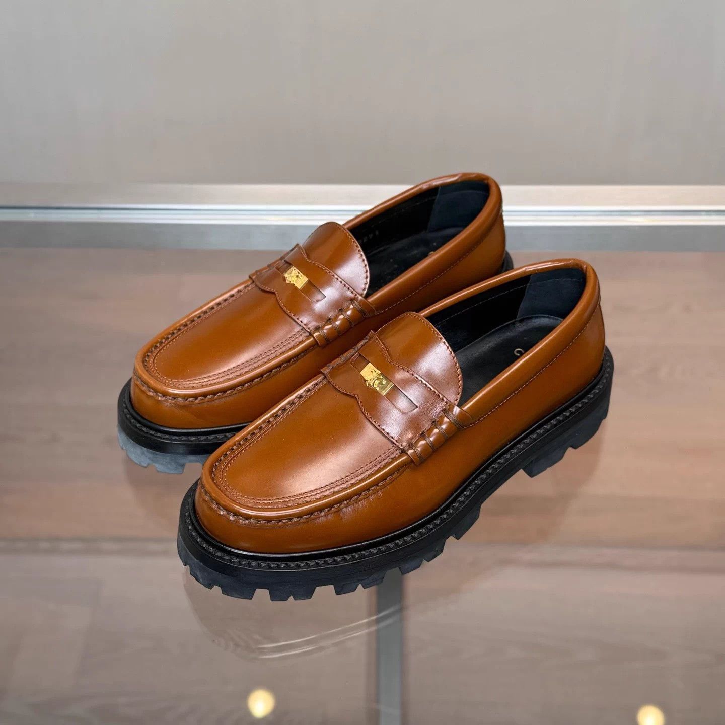 Celine Celine Triomphe Logo Caramel Loafer 36 99 Size US 5 / IT 35 - 1 Thumbnail