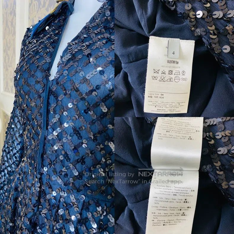 Valentino Valentino Navy blue sequin sweater feather collar dress Size S / US 4 / IT 40 - 9 Thumbnail