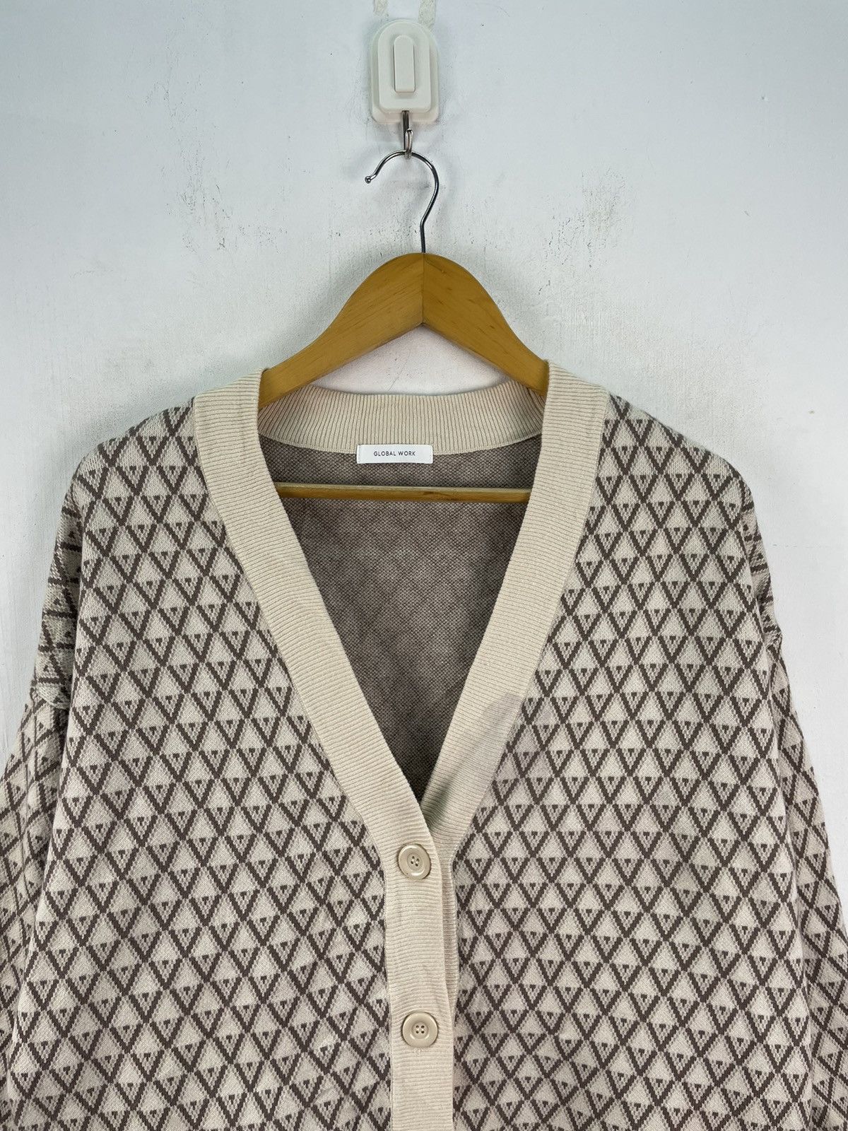 Global Work × Japanese Brand 🇯🇵 Global Work Cardigan Jacket Sweater Nude Baggy Size XL / US 12-14 / IT 48-50 - 2 Thumbnail