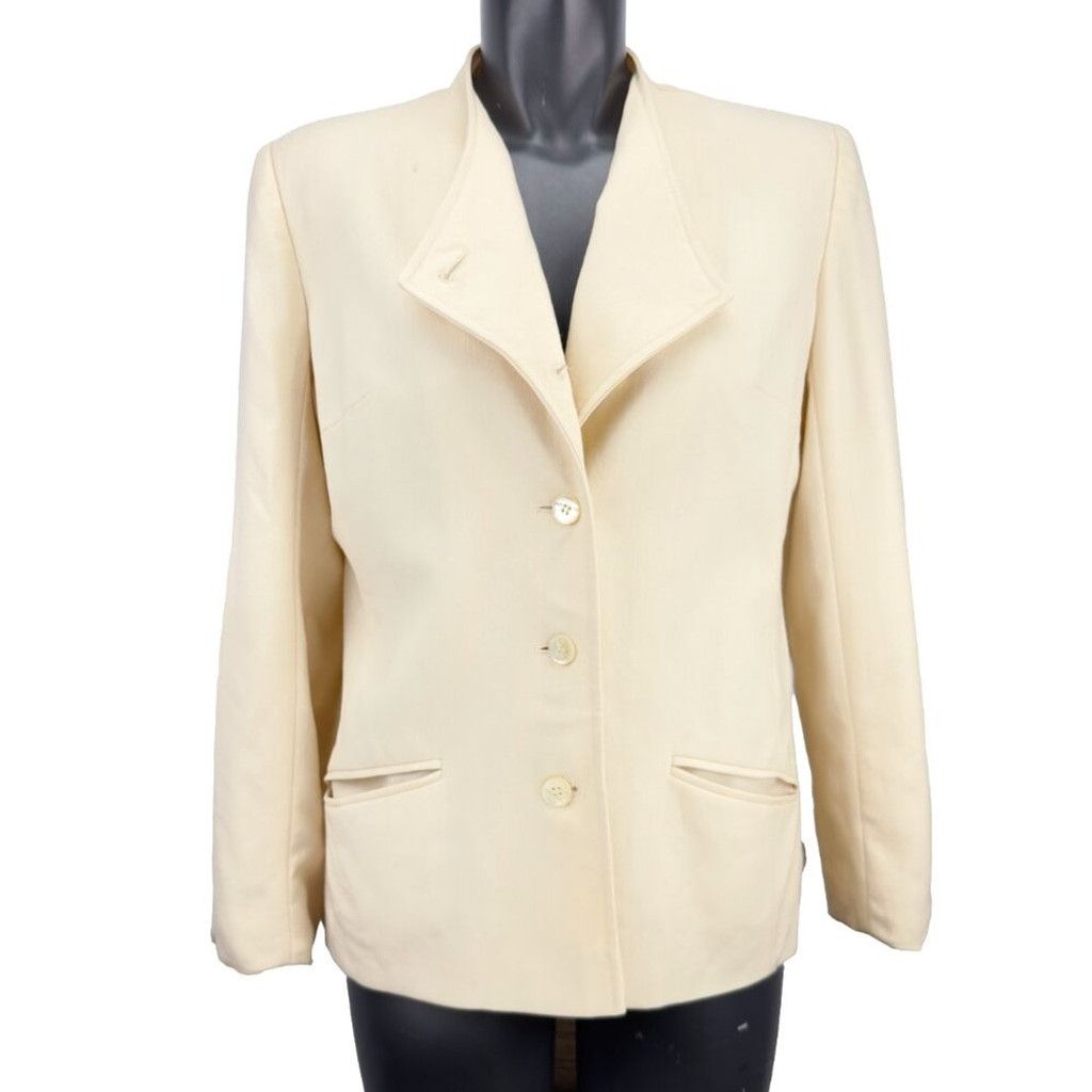 Vintage JOCARDI Butter Yellow Academia Assymetrical collar Blazer S Size S / US 4 / IT 40 - 3 Thumbnail