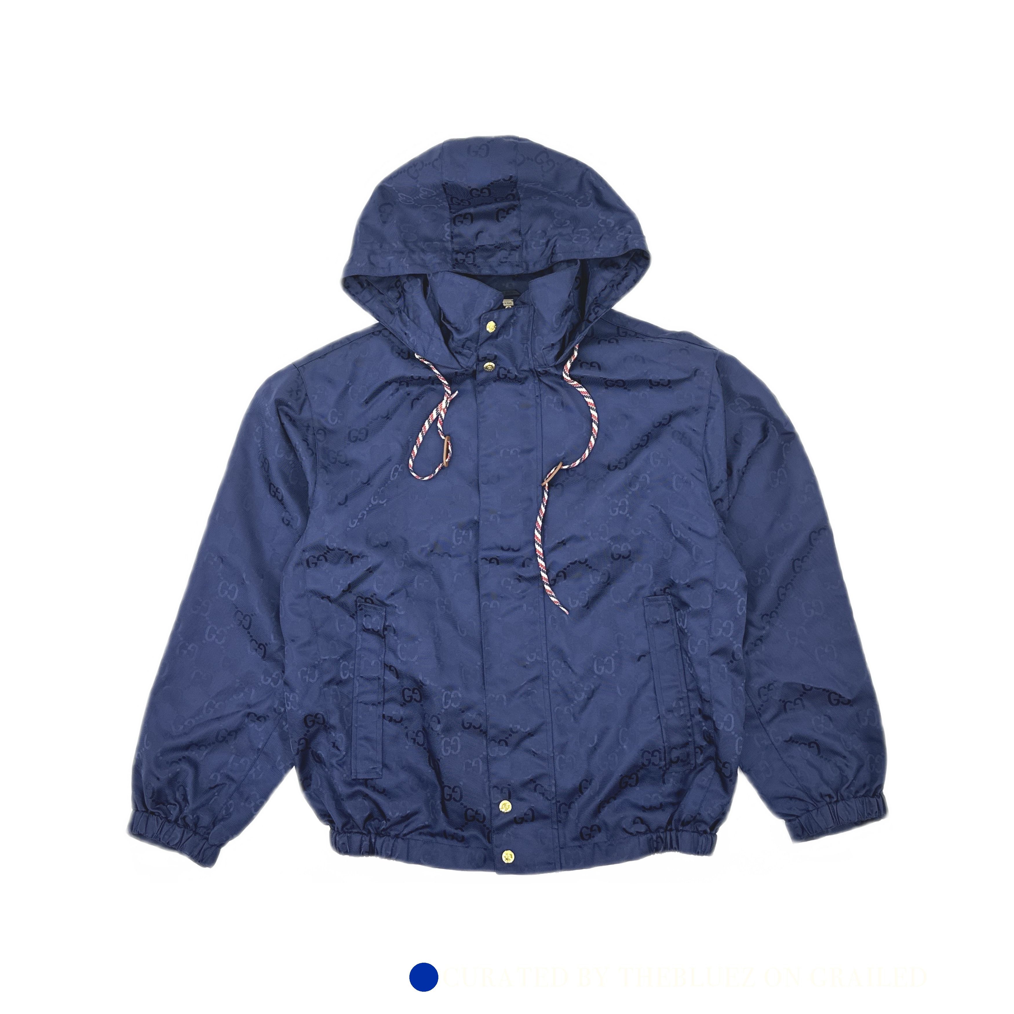 Gucci Stylish Hooded Monogram Jacket in Blue Size US S / EU 44-46 / 1 - 1 Thumbnail