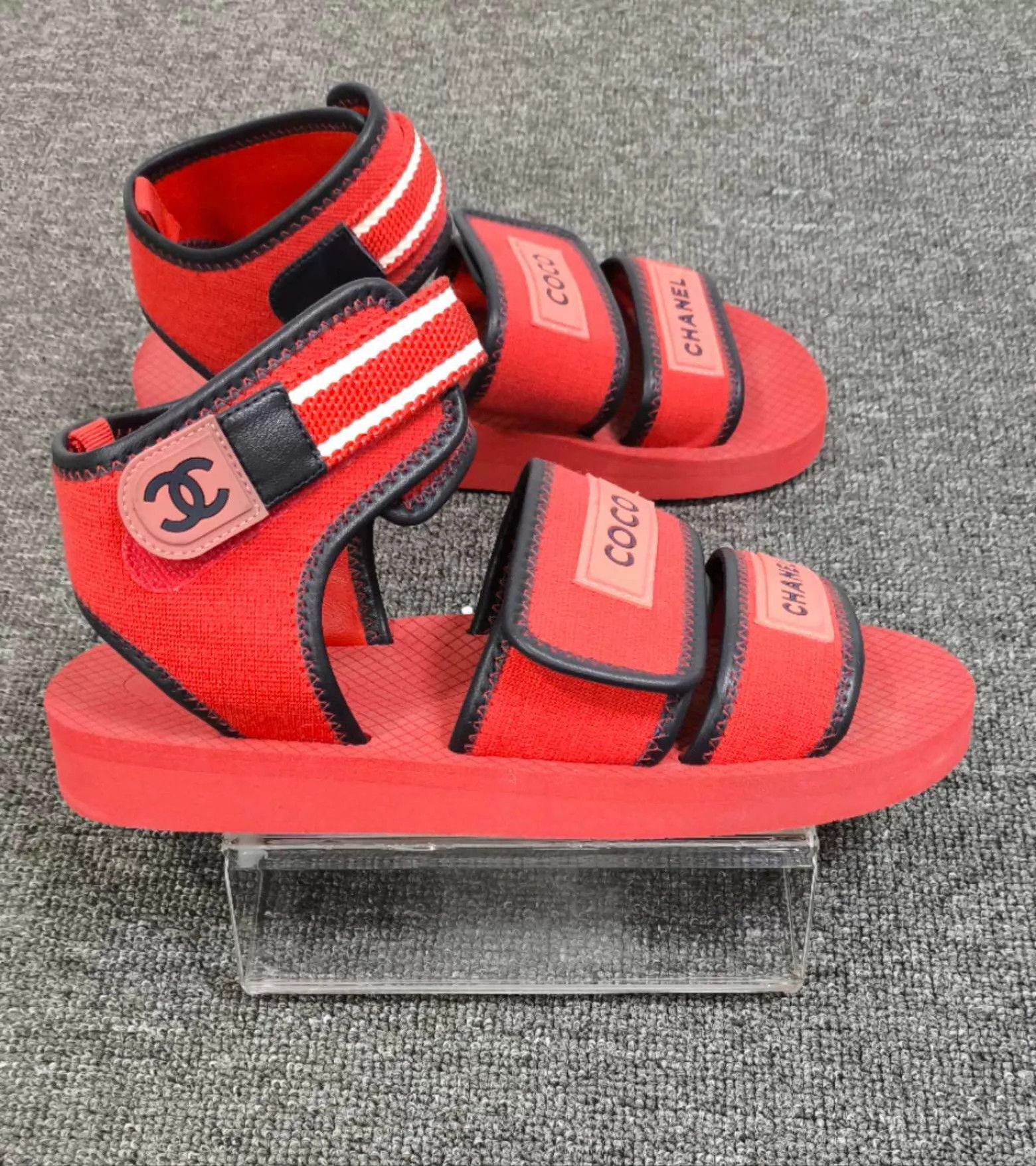 Chanel Chanel red velcro logo slipper 98 new size 38 Size US 7.5 / IT 37.5 - 4 Thumbnail