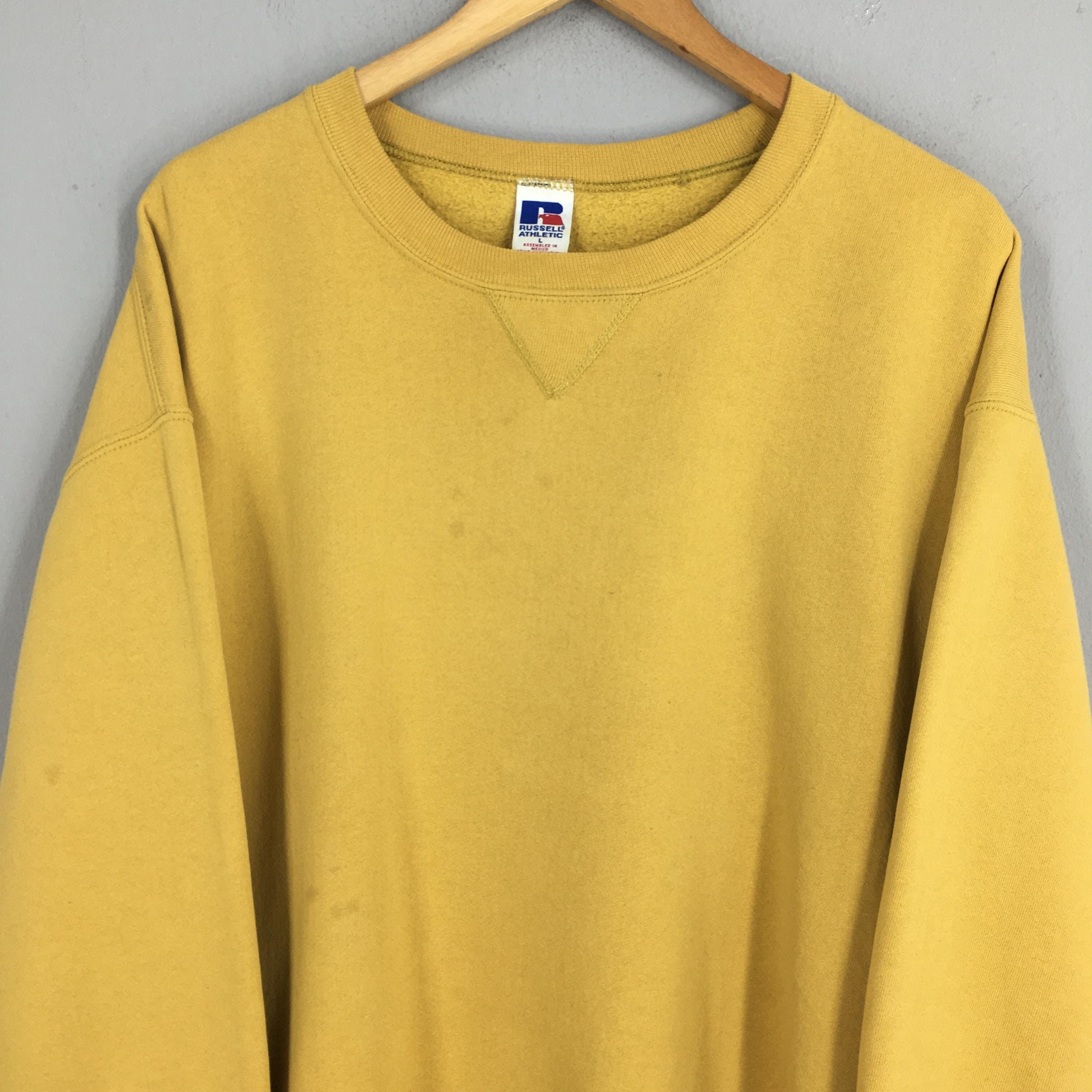Russell Athletic Vintage 90s Russell Athletic Plain Yellow Sweatshirt Large Size US L / EU 52-54 / 3 - 2 Thumbnail