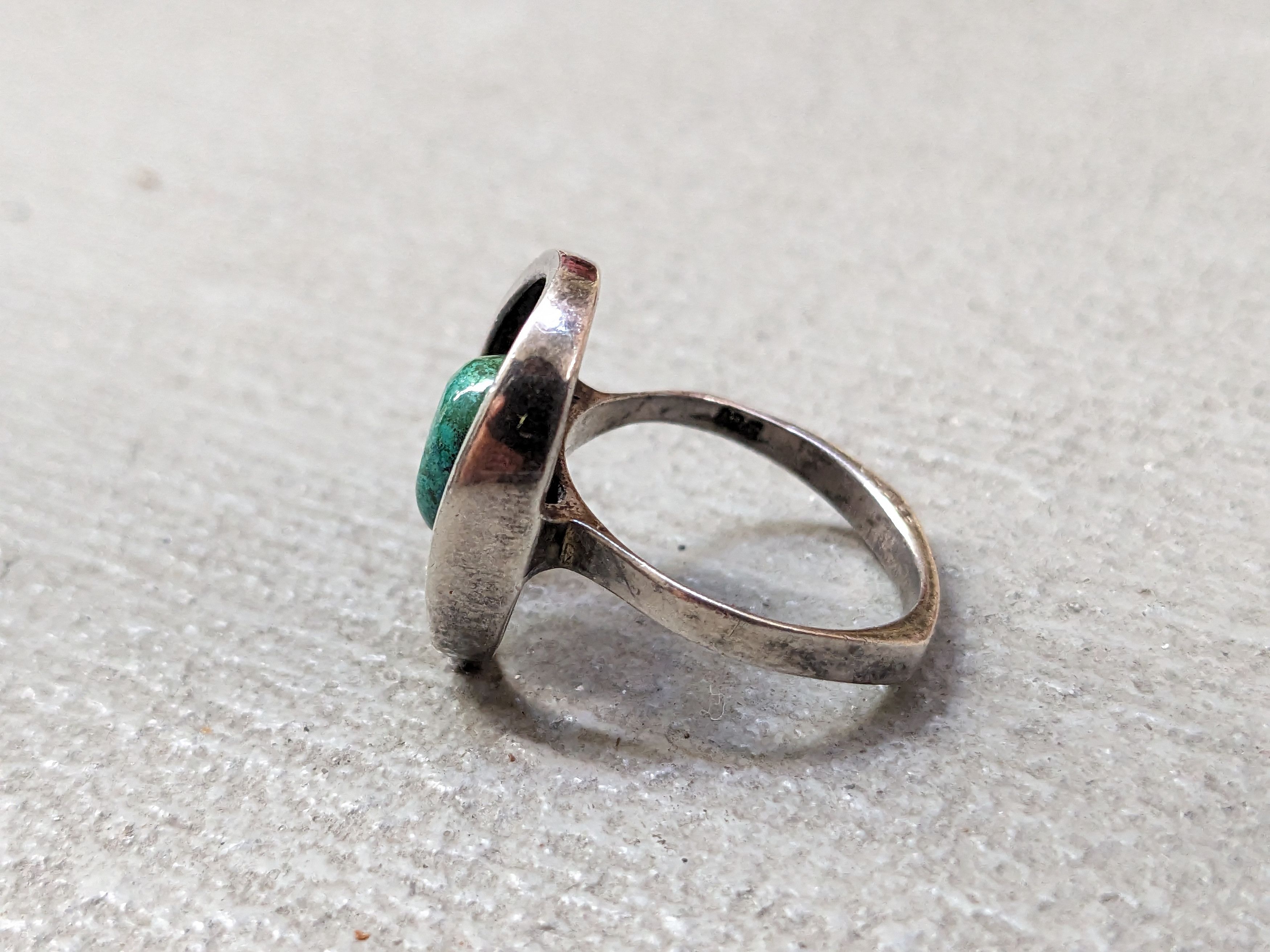 Jewelry Vintage Sterling Silver Ring 6.75 Green Eilat Modern MCM Size ONE SIZE - 4 Thumbnail