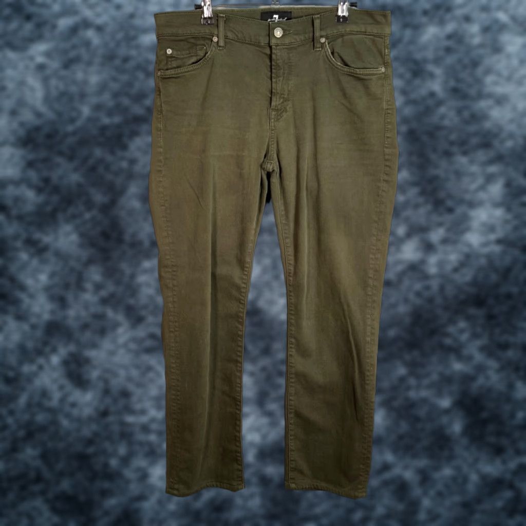 7 For All Mankind 7 For All Mankind Mens Pants Size 33 Green Slim Fit Slimmy Luxe Performance Size US 33 - 1 Thumbnail