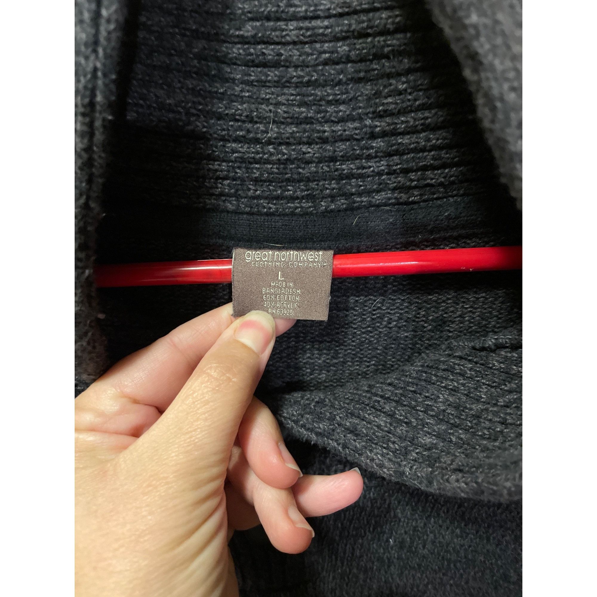 Great Northwest Great Northwest men's Gray Shawl Collar Knit Sweater Size L Size US S / EU 44-46 / 1 - 2 Thumbnail