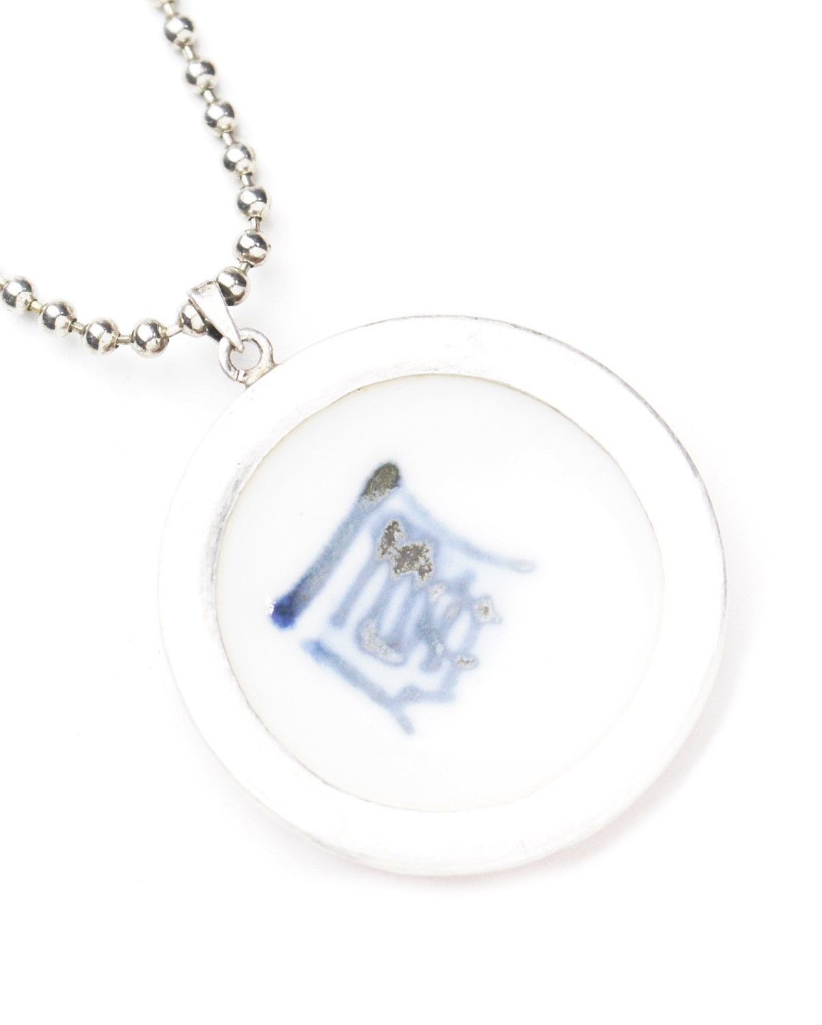Vintage 1990S JAPANESE HANDCRAFTED CERAMIC & SILVER PENDANT NECKLACE Size ONE SIZE - 5 Thumbnail