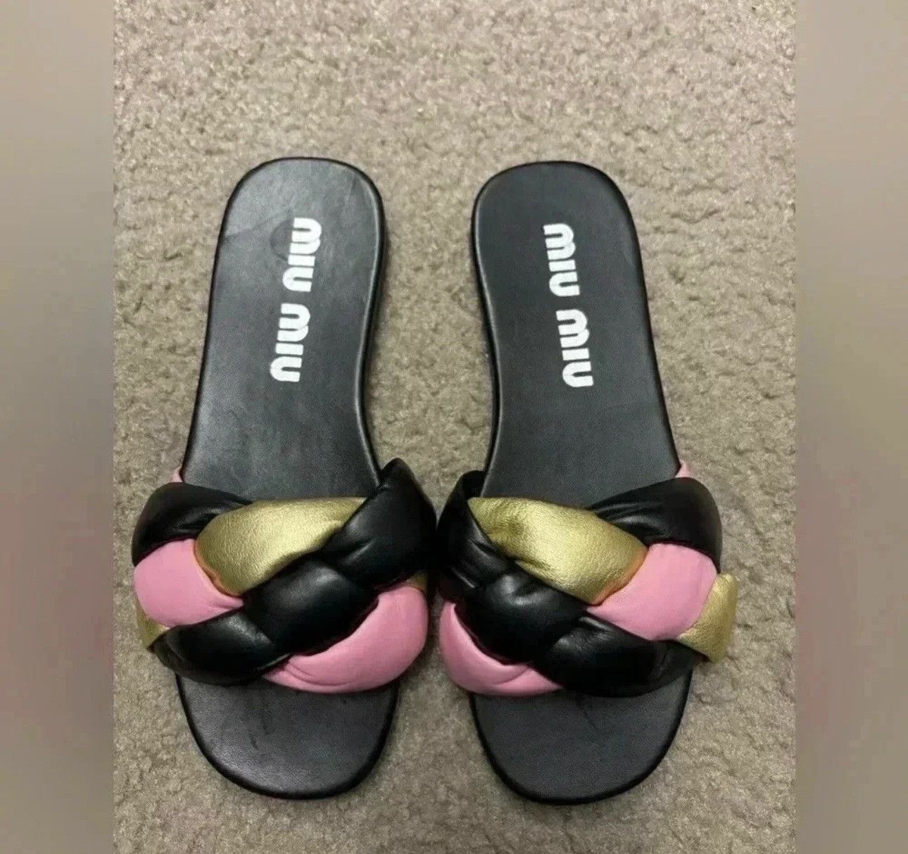Miu Miu Miu Miu Women’s Calzature Donna Slip On Woven Slide Sandals Size US 7 / IT 37 - 4 Thumbnail