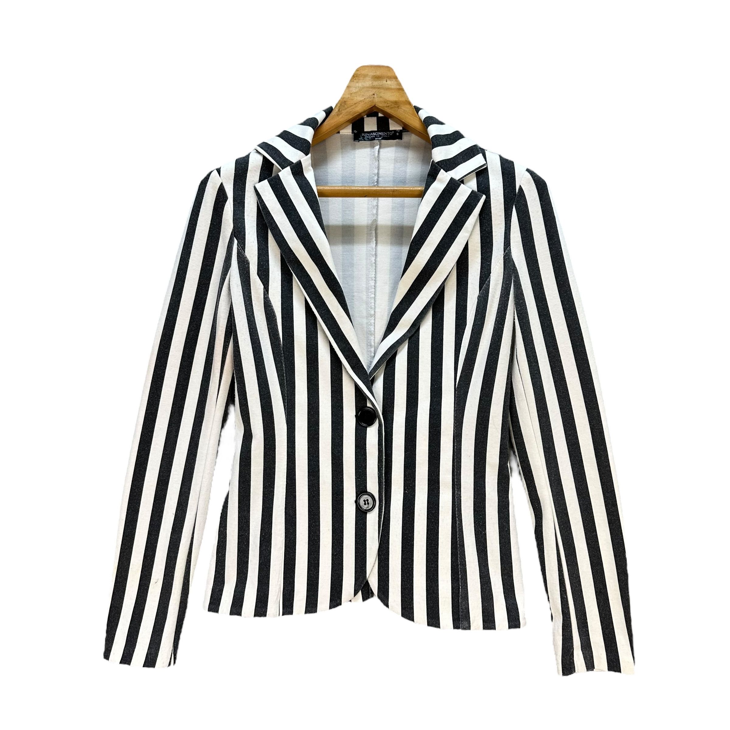 RINASCIMENTO Black White Striped Lightweight Blazer A75-1802
