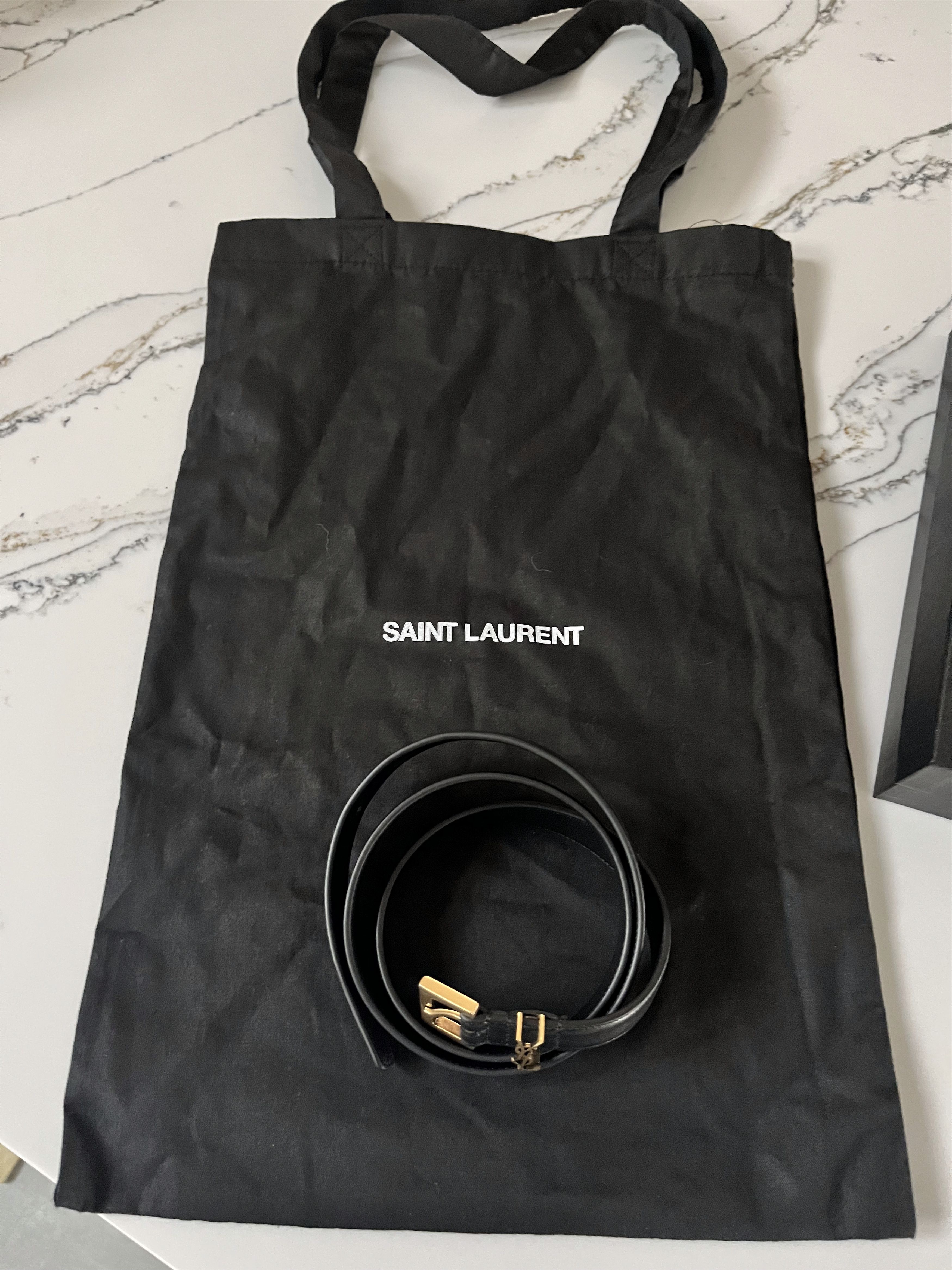 Saint Laurent Paris Cassandra Thin Belt in Smooth Leather Size ONE SIZE - 3 Thumbnail