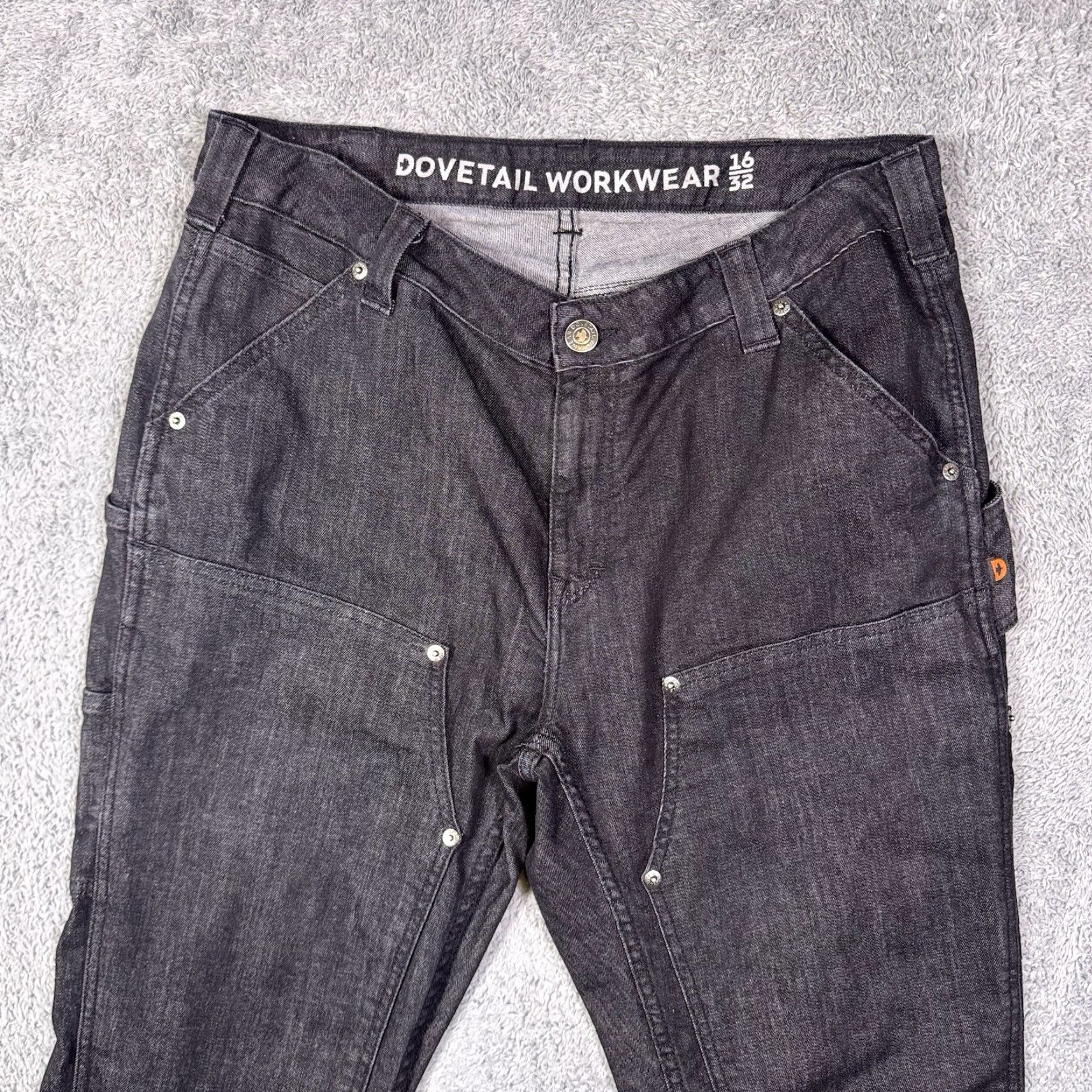 Vintage Dovetail Workwear Maven Jeans Womens 16/32 Slim Double Knee 5-Pocket Black Denim (Cotton) Regular Size 12/32 Inseam 31" Size 34" / US 12 / IT 48 - 2 Thumbnail