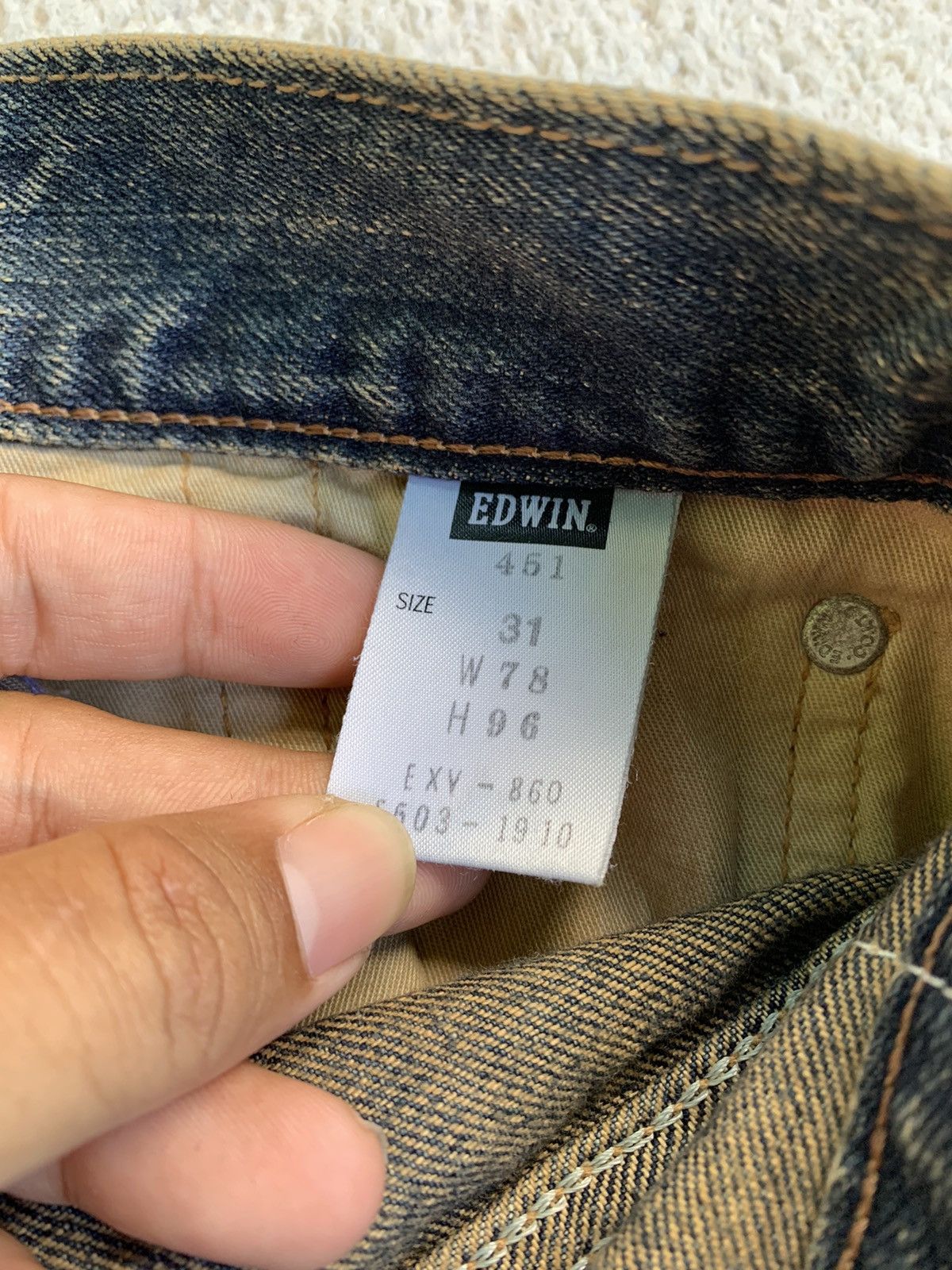 If Six Was Nine × Japanese Brand × Le Grande Bleu (L.G.B.) Vintage Edwin XV Loose Yellow Mud Washed Distressed Jeans Size US 31 - 9 Thumbnail
