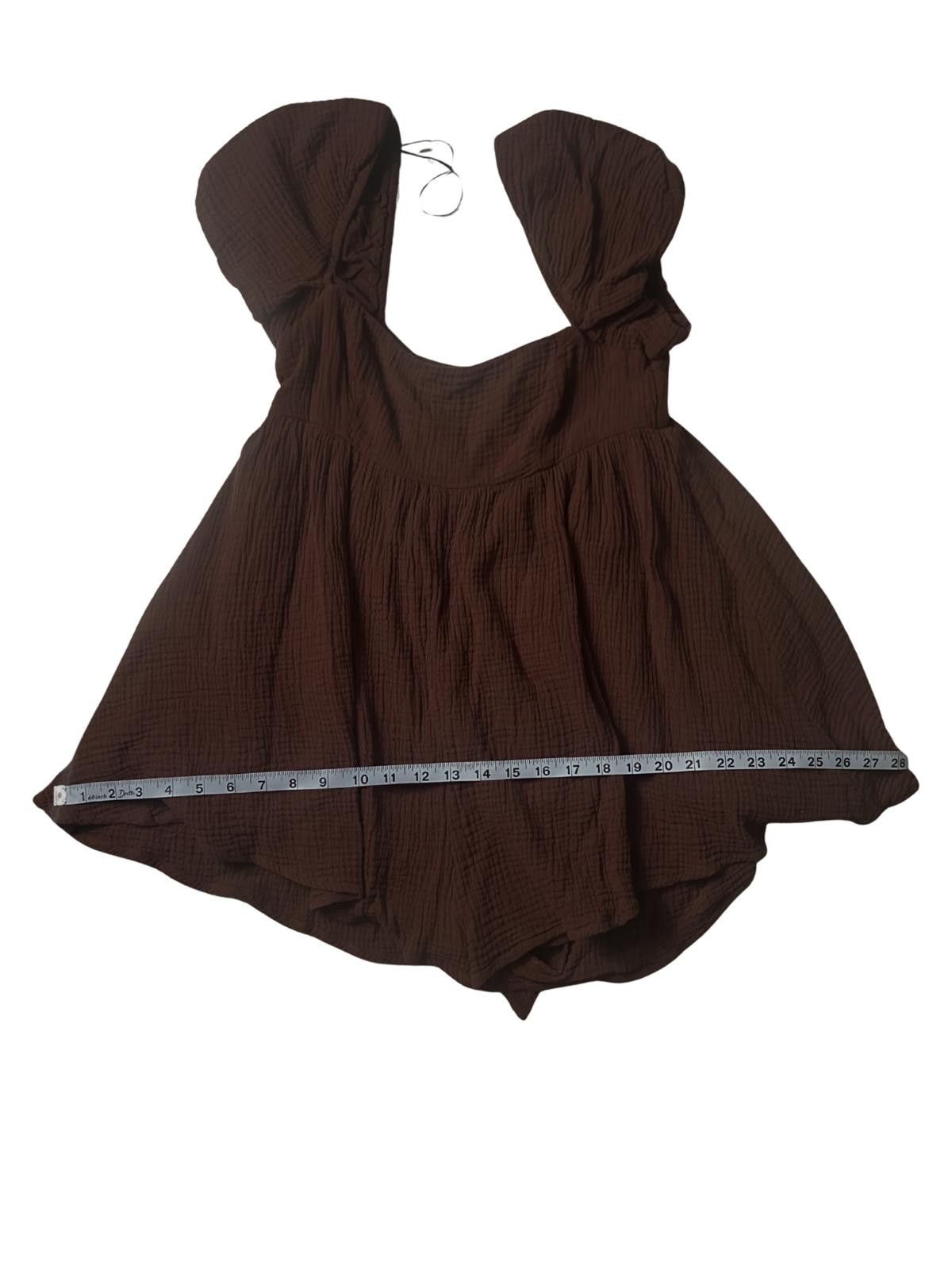 Other Princess Polly Brown Cotton Gauze Smocked Romper US 6 Size 28" / US 6 / IT 42 - 5 Thumbnail
