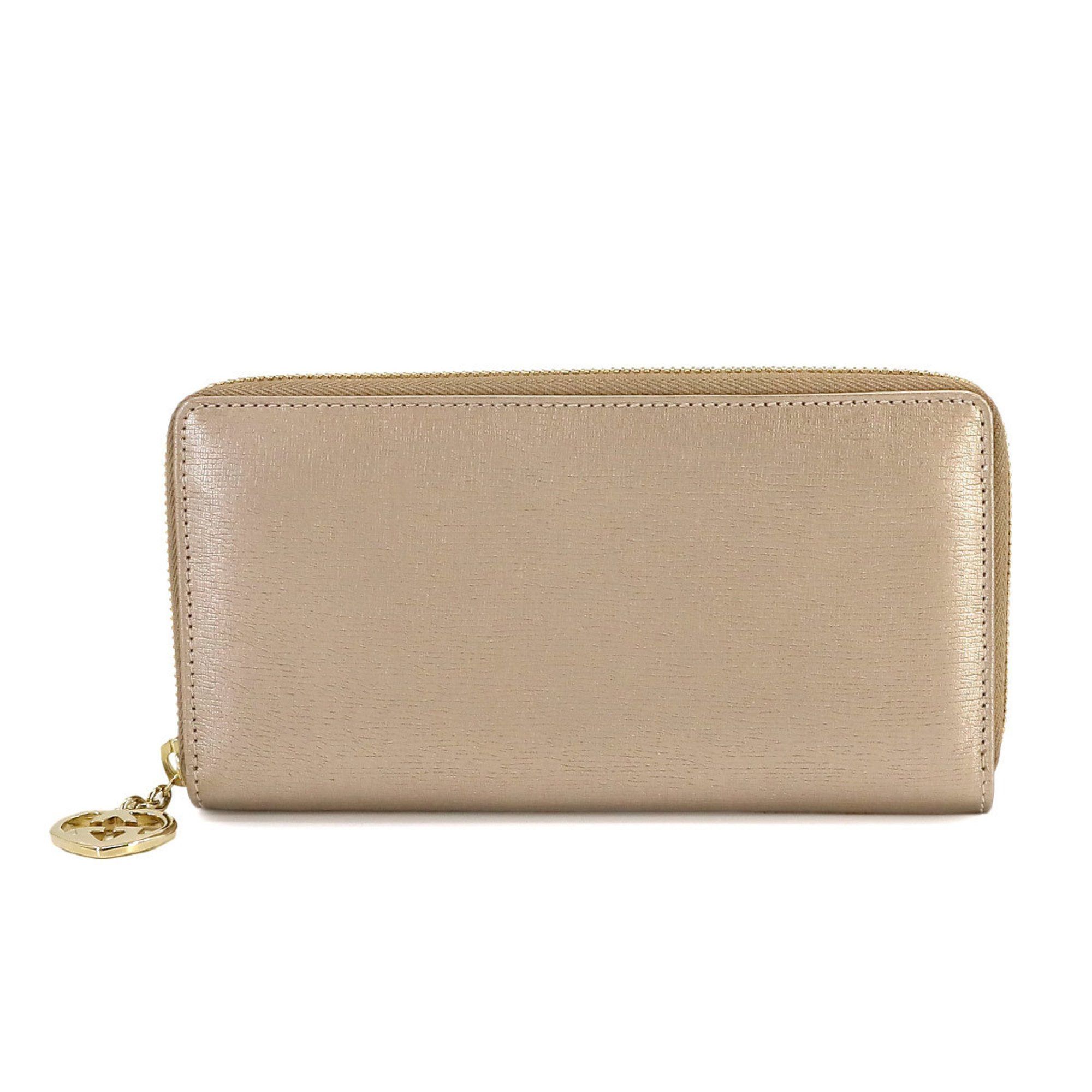 image of Gucci Round Long Wallet Leather Beige 308005 Gold Hardware, Women's